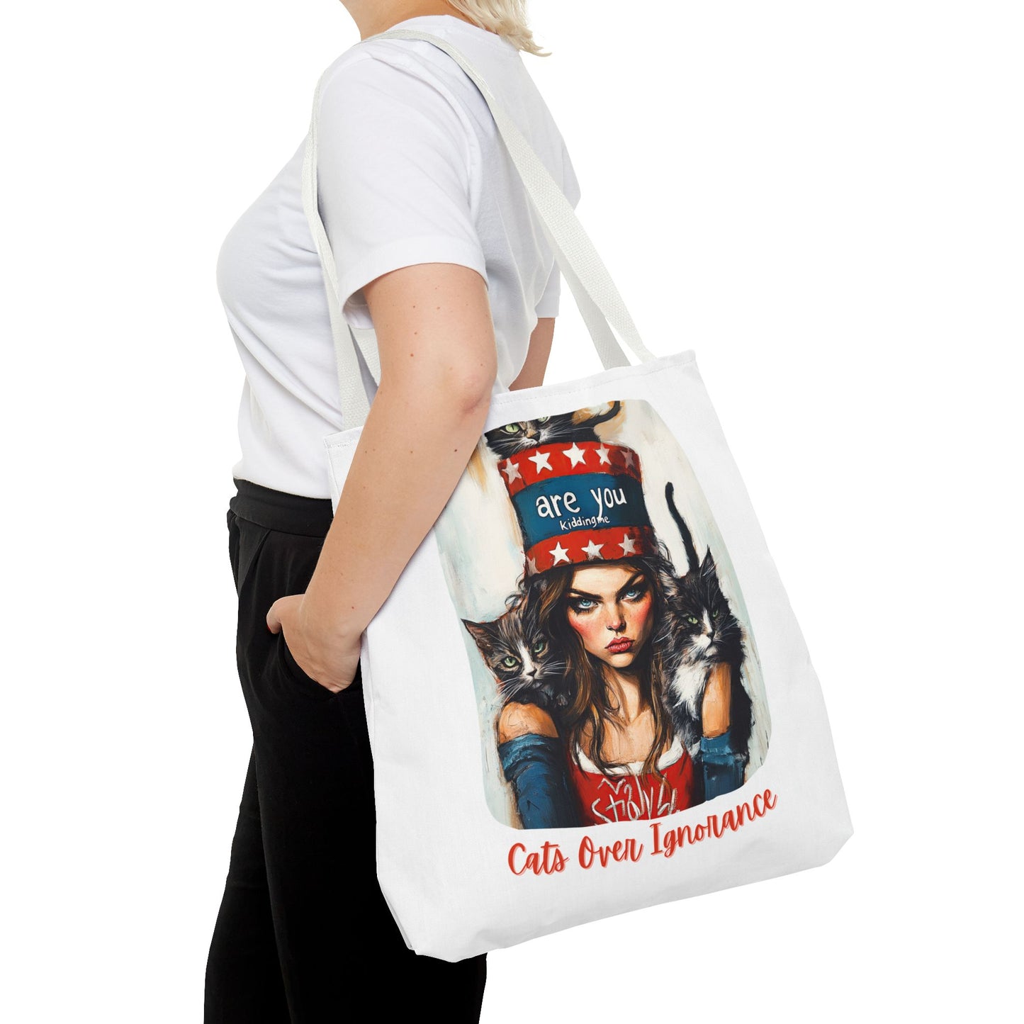 "Cats Over Ignorance"  Childless Cat Lady Tote Bag (AOP)