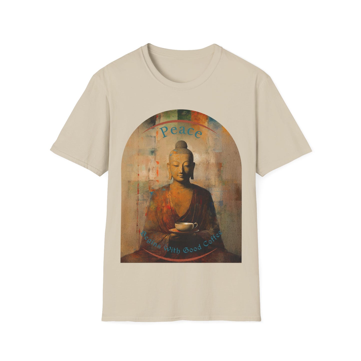 Coffee Lover Peace Gift, Peace Begins with Good Coffee Buda Buddha Budda  Unisex Jersey Short Sleeve Tee Shirt, Softstyle T-Shirt Men Woman