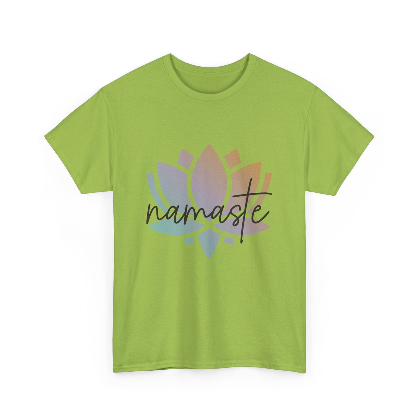 Namaste with Colorful Lotus Flower Tee shirt, Graphic Tees, Yoga Wear, Zen, Spiritual, Meditation Gifts Unisex Heavy Cotton  Graphic Tee T-Shirt