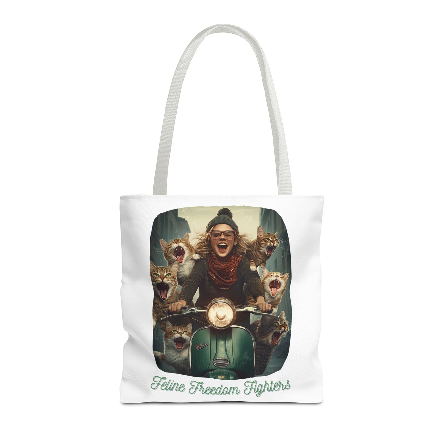 "Feline Freedom Fighters" Childless Cat Lady Tote Bag - Childless Cat Lady Tote Bag (AOP)