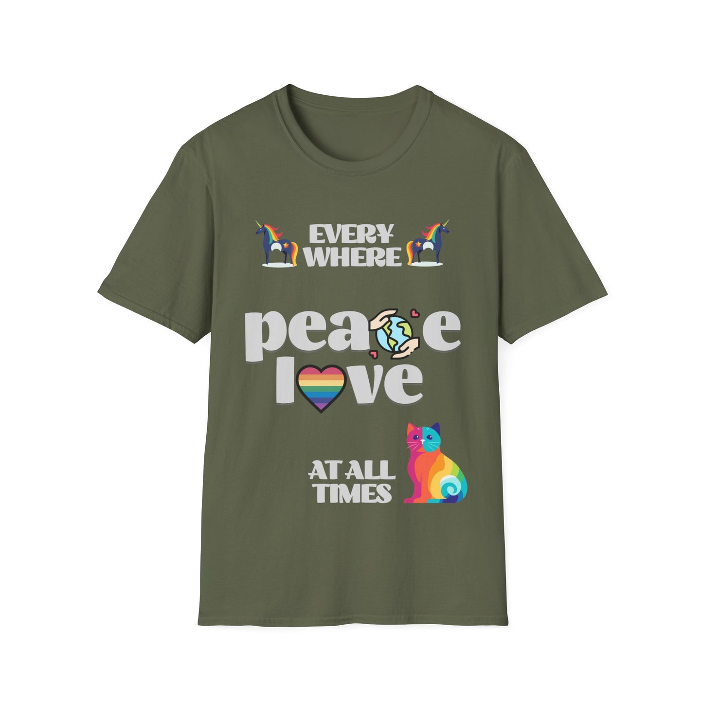 Peace, Love, Everywhere, All The Time Unisex LGBTQ shirt, T-shirt, Tee Shirt, Peace gift, Queer Gift, multiple colors