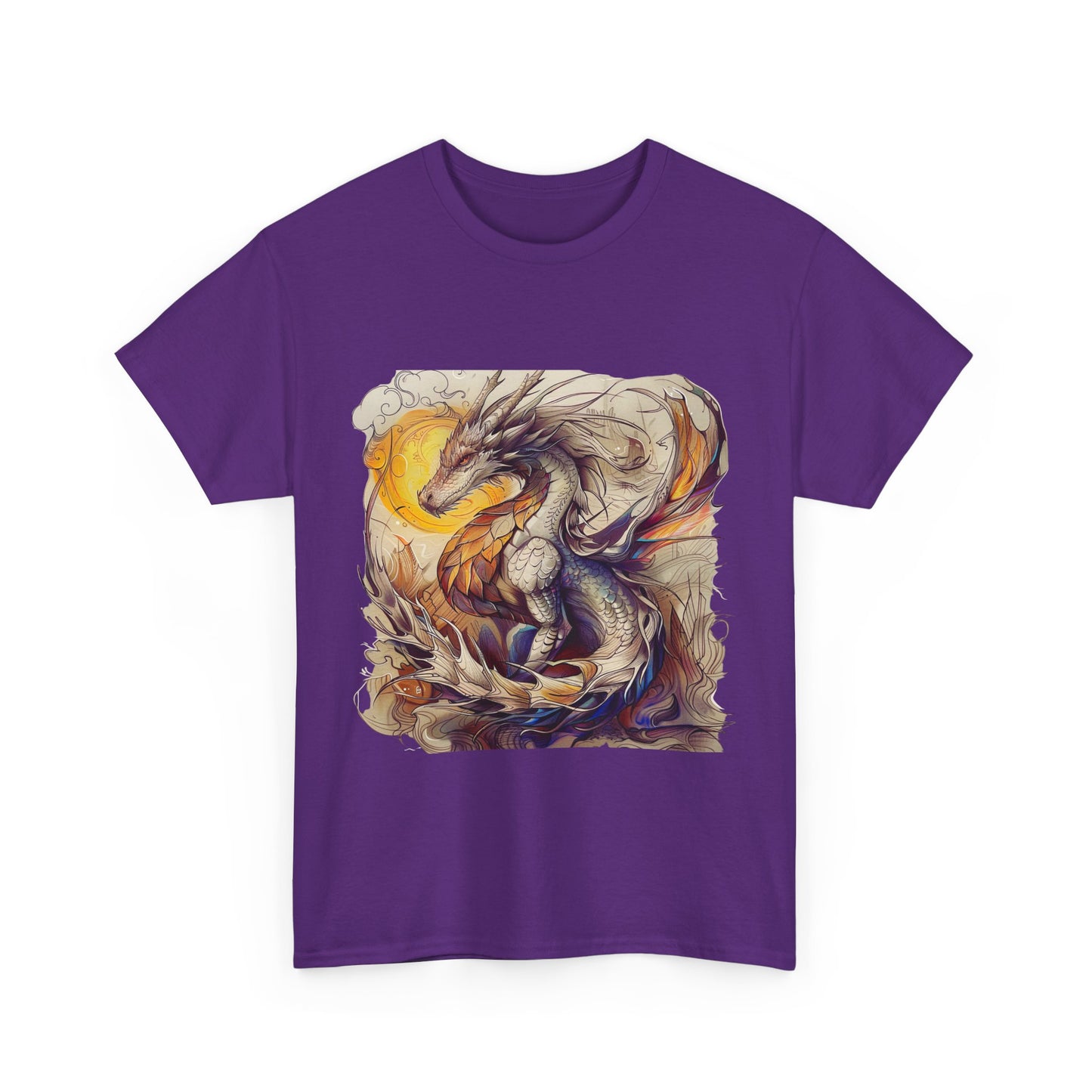 White Light Dragon Graphic Tee - Dragon T-shirt -  Dragon Lovers Unisex Heavy Cotton Tee T-Shirt