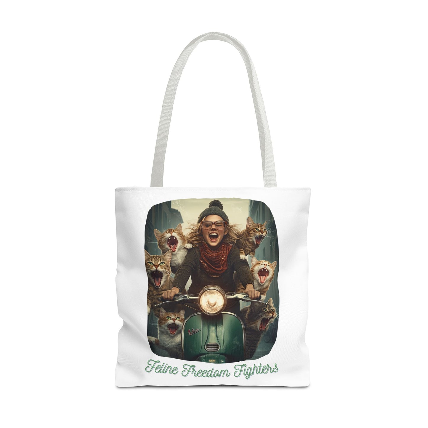 "Feline Freedom Fighters" Childless Cat Lady Tote Bag - Childless Cat Lady Tote Bag (AOP)