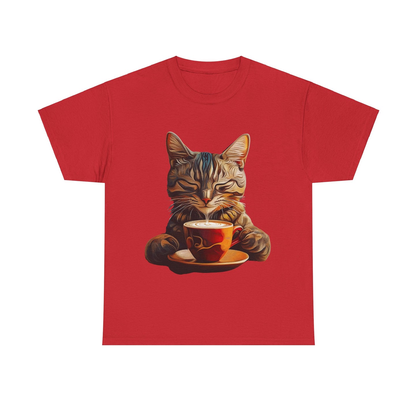 Coffee Cat - (V3)  Cats and Coffee , Tea Shirt - T-shirt Coffee Lover   - Cat Lover Unisex Heavy Cotton Tee T-Shirt