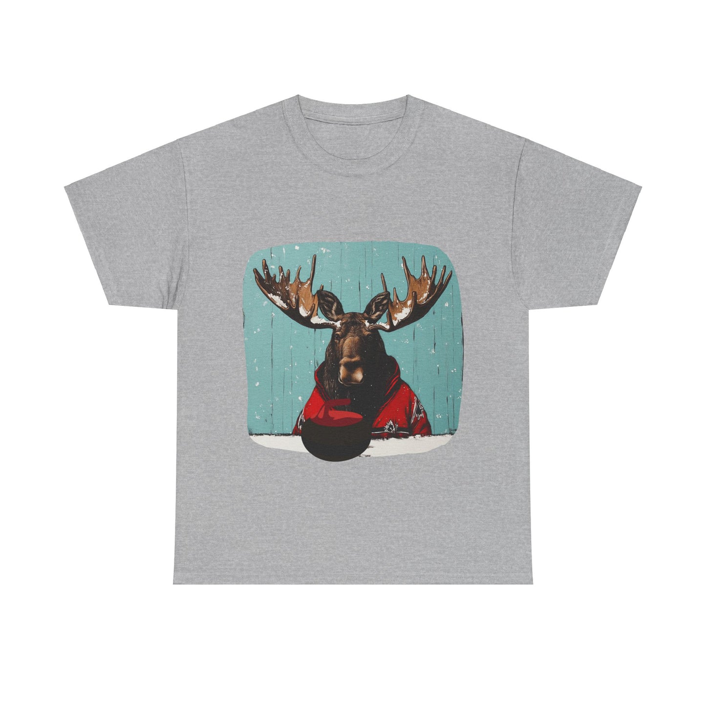 Moose Curling Champion V2- Moose Lover Unisex Heavy Cotton Tee T-Shirt