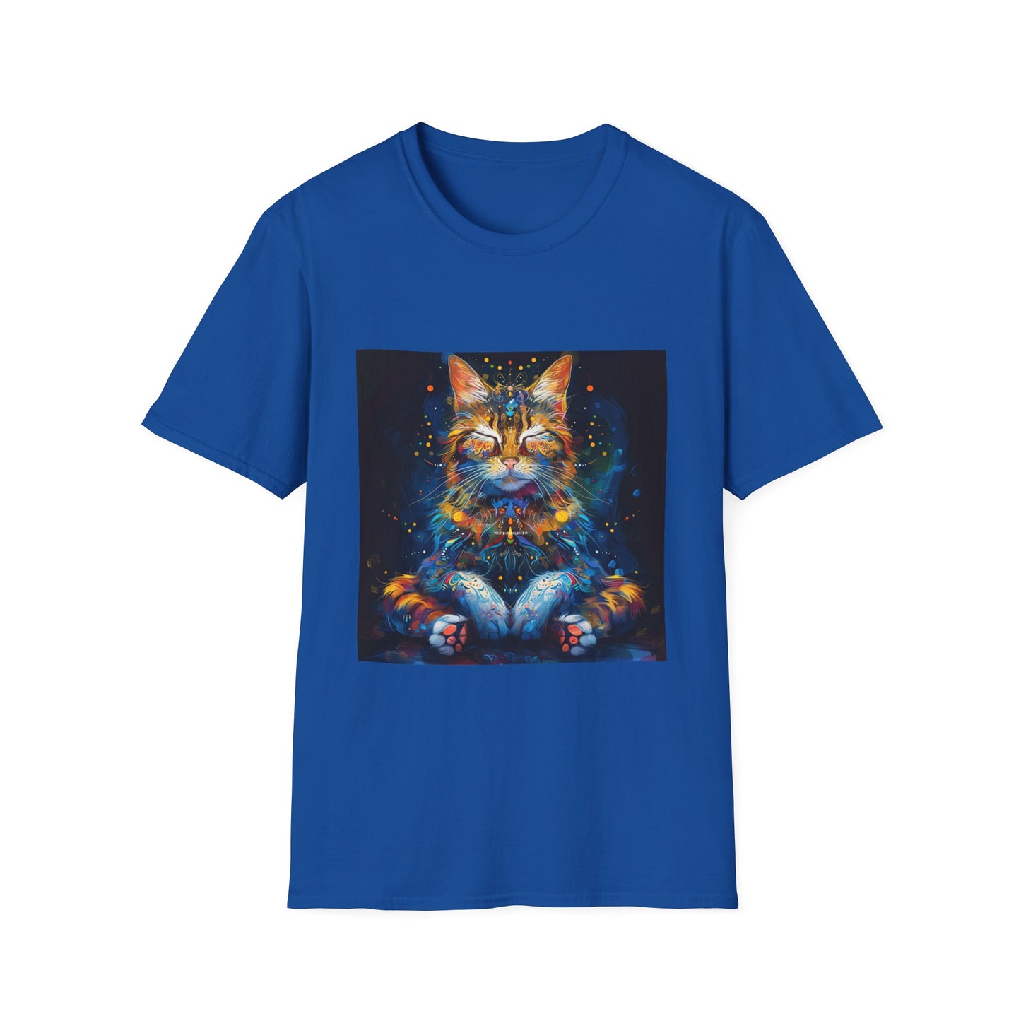 Meditating Cat Graphic Yoga Shirt, Cat Lover's Graphic Tee Graphic Unisex T- Shirt, T-Shirt Cat Lovers Gift  Softstyle T-Shirt Tee Teeshirt Stylized Cat