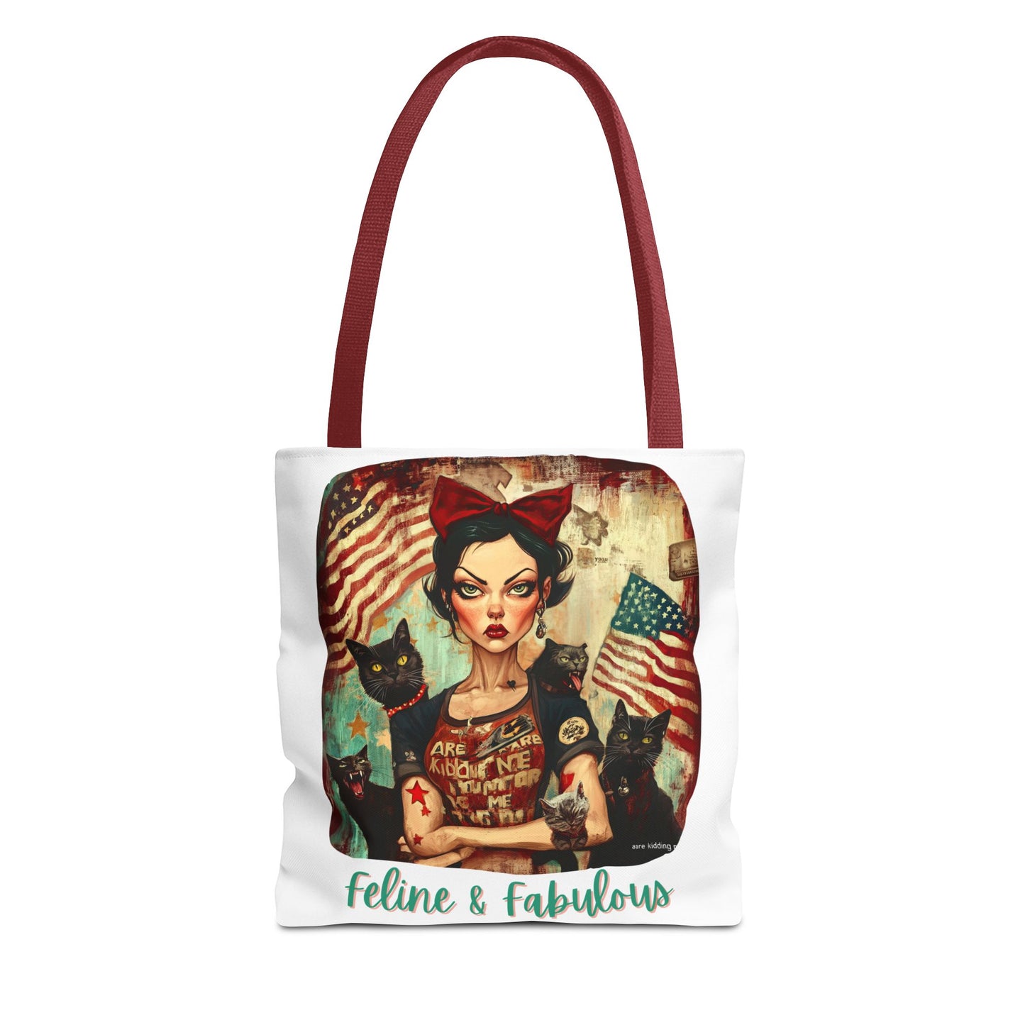 "Feline & Fabulous" Childless Cat Lady Bag -  Childless Cat Lady Tote Bag (AOP)