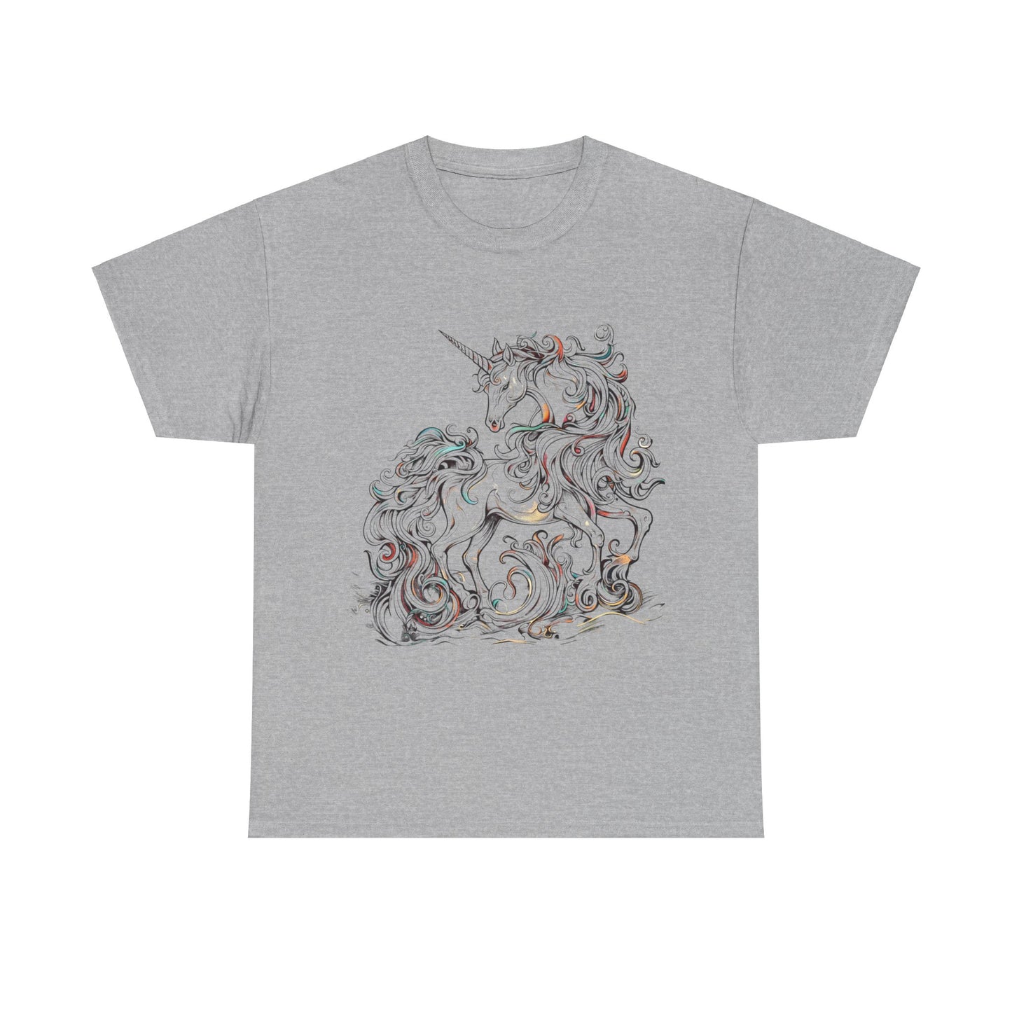 Sketch Style Unicorn Lovers Graphic Tee Unisex Heavy Cotton Tee T-Shirt