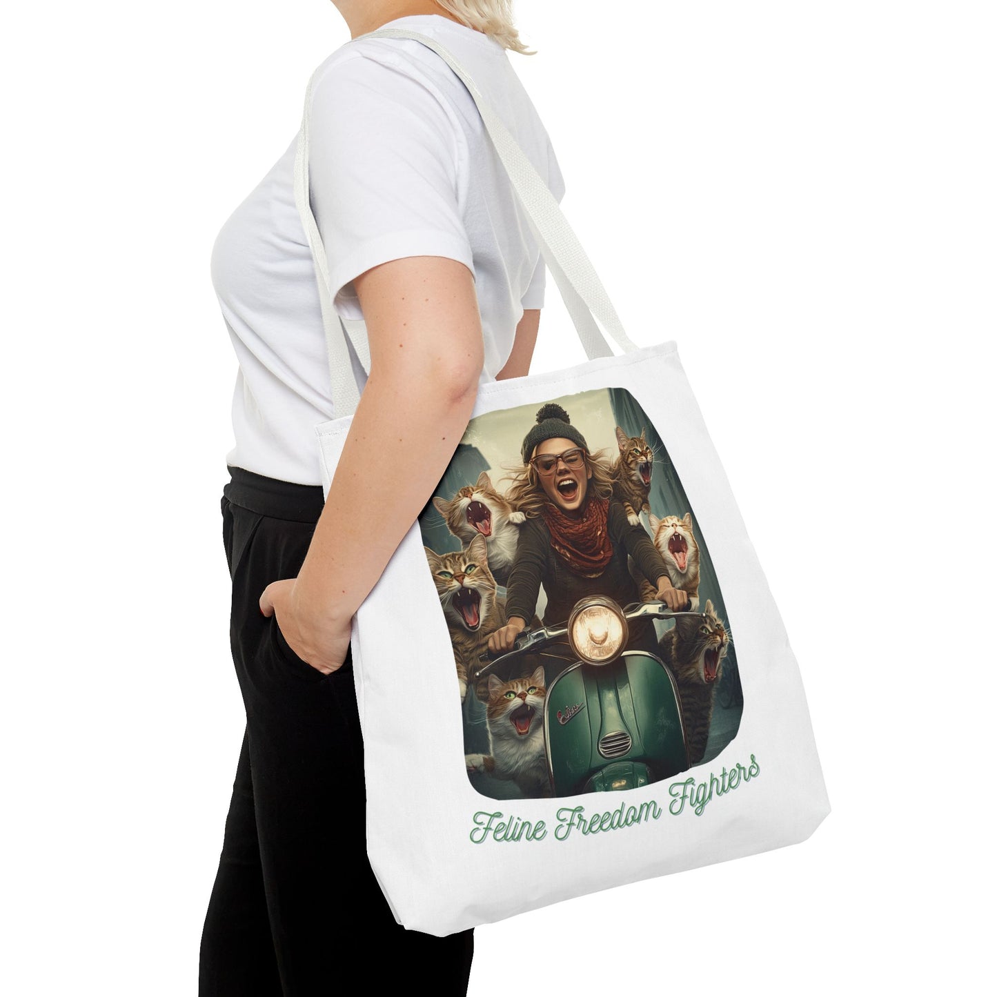 "Feline Freedom Fighters" Childless Cat Lady Tote Bag - Childless Cat Lady Tote Bag (AOP)