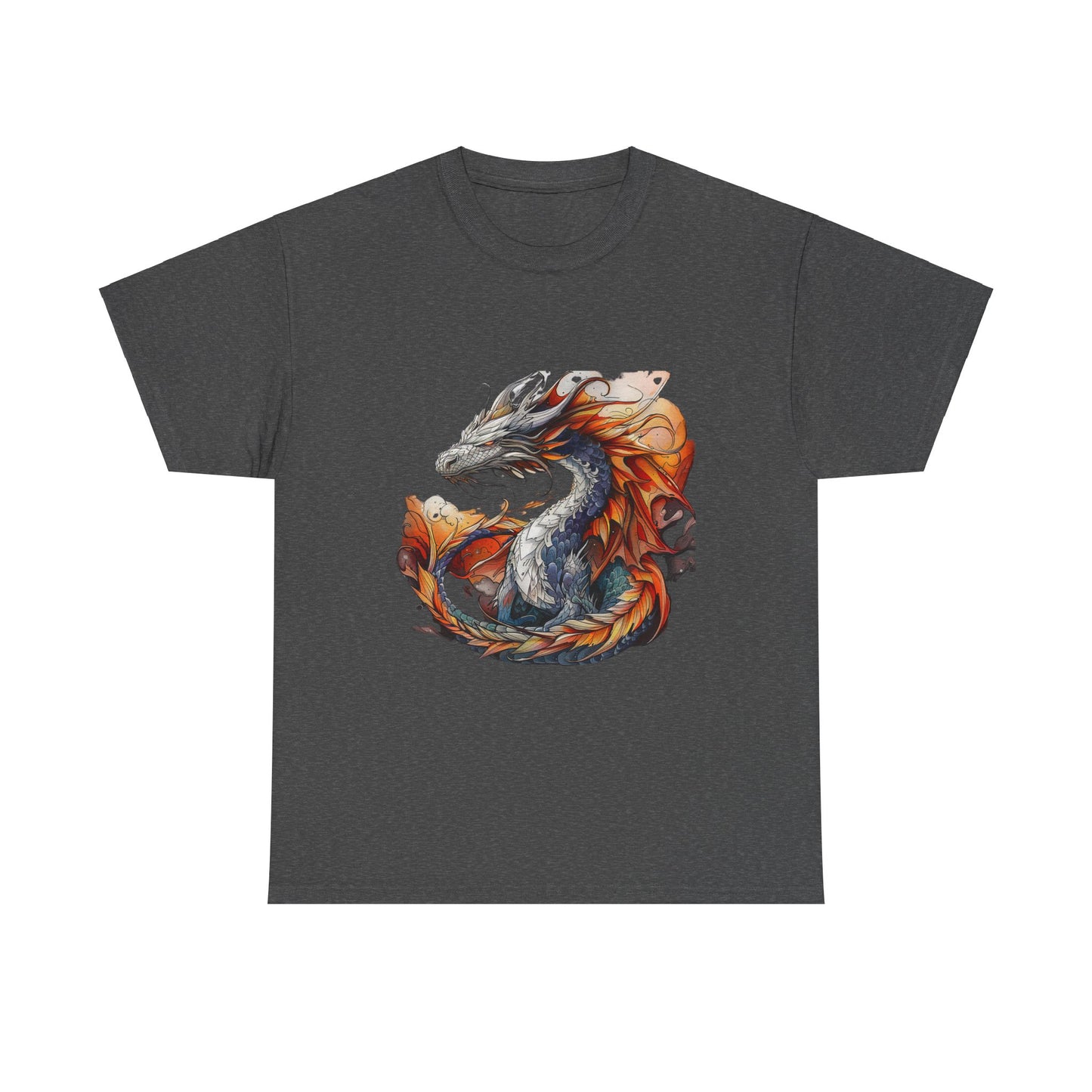 Orange Ancient Dragons Graphic Tee - Dragons and Reptiles -  Dragon Lovers Unisex Heavy Cotton Tee T-Shirt