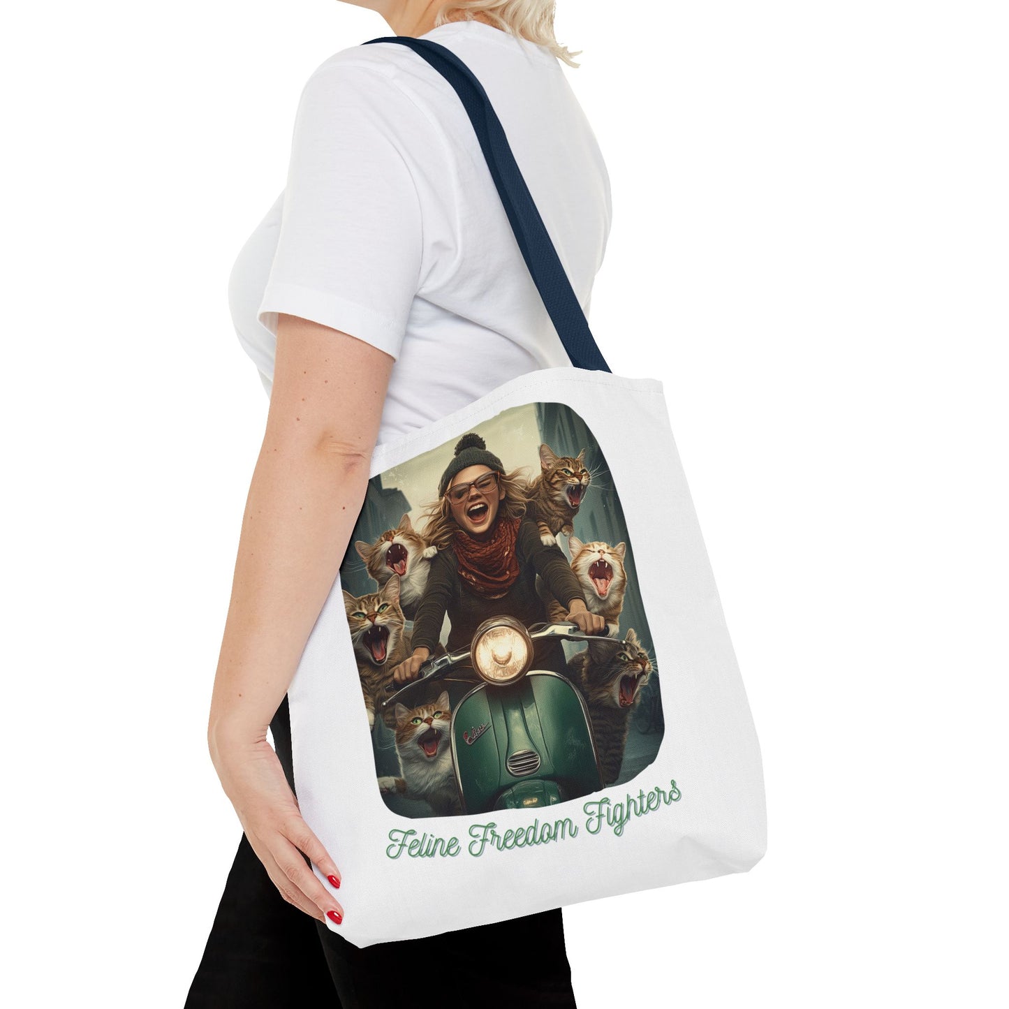 "Feline Freedom Fighters" Childless Cat Lady Tote Bag - Childless Cat Lady Tote Bag (AOP)