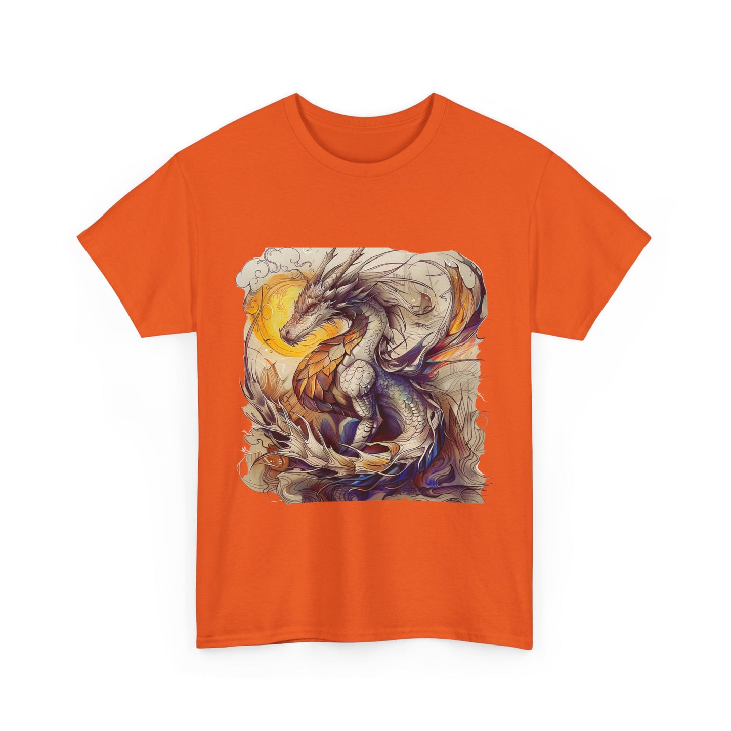 White Light Dragon Graphic Tee - Dragon T-shirt -  Dragon Lovers Unisex Heavy Cotton Tee T-Shirt