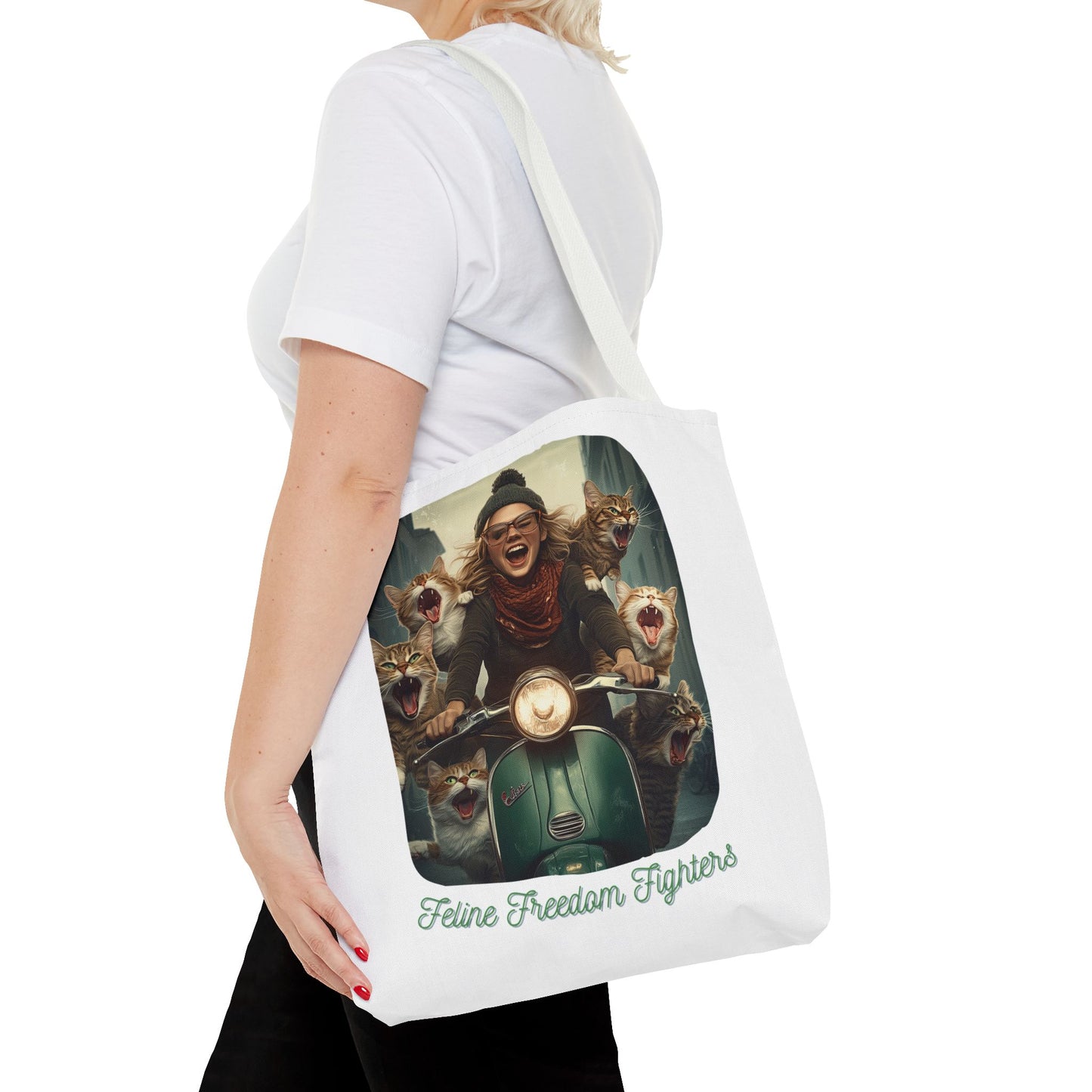 "Feline Freedom Fighters" Childless Cat Lady Tote Bag - Childless Cat Lady Tote Bag (AOP)