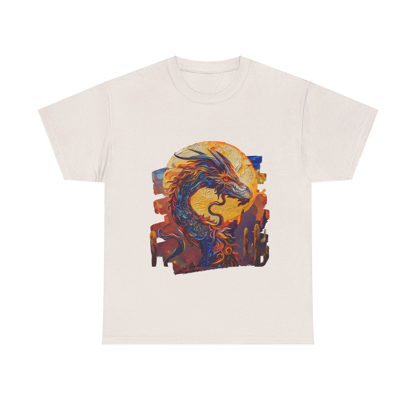 Desert Solar Dragon Graphic Tee - Dragon T-shirt -  Dragon Lovers Unisex Heavy Cotton Tee T-Shirt