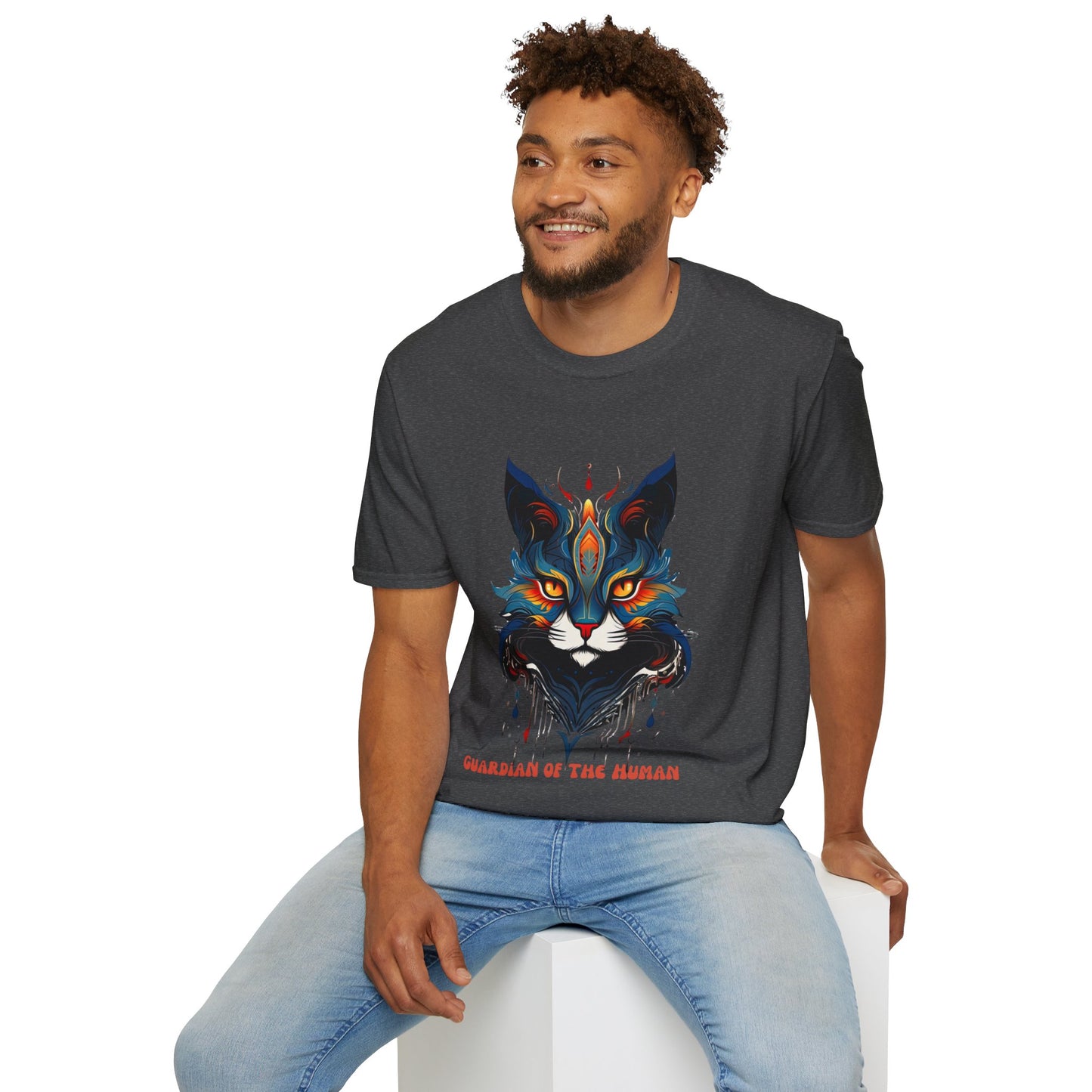 Guardian of the Human, Cat Lover's  Gift  Unisex Tee Shirt, T-Shirt Cat Lovers Gift Softstyle T-Shirt Tee Teeshirt Stylized Cat