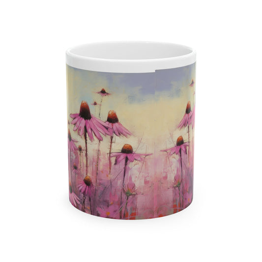 Purple Cone Flower, Echinacea Garden, flower Garden  Mug, Printed Ceramic Mug 11oz Colorful