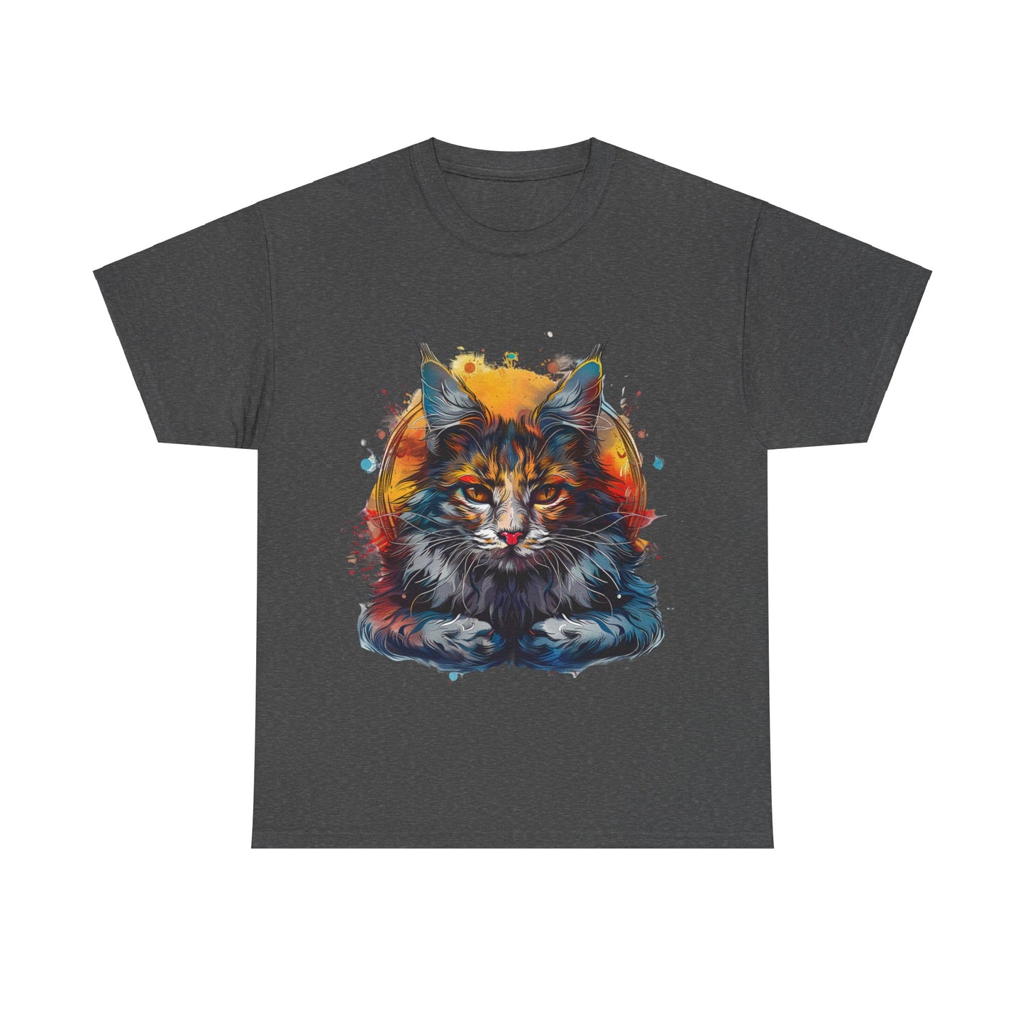 Meditating Cat, (V2) Zen Cat, Cat Gift Unisex Heavy Cotton Tee T-Shirt