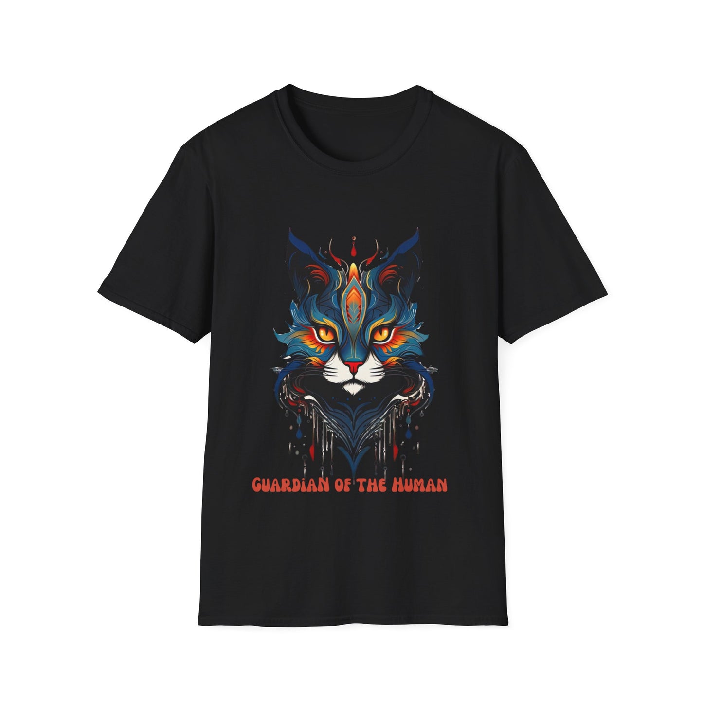 Guardian of the Human, Cat Lover's  Gift  Unisex Tee Shirt, T-Shirt Cat Lovers Gift Softstyle T-Shirt Tee Teeshirt Stylized Cat