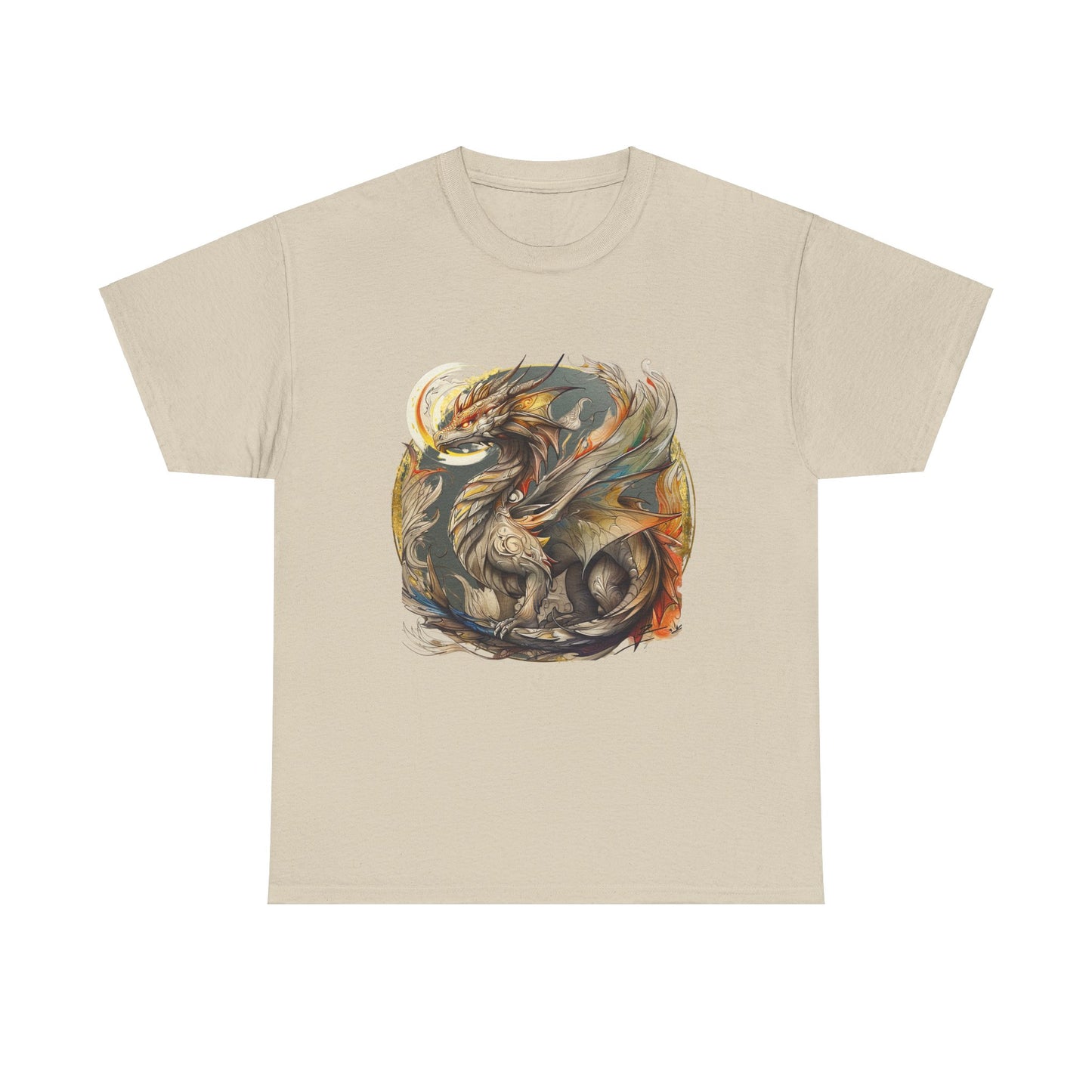 Flying Dragon Graphic Tee - Dragons and Ancestors -  Dragon Lovers Unisex Heavy Cotton Tee T-Shirt