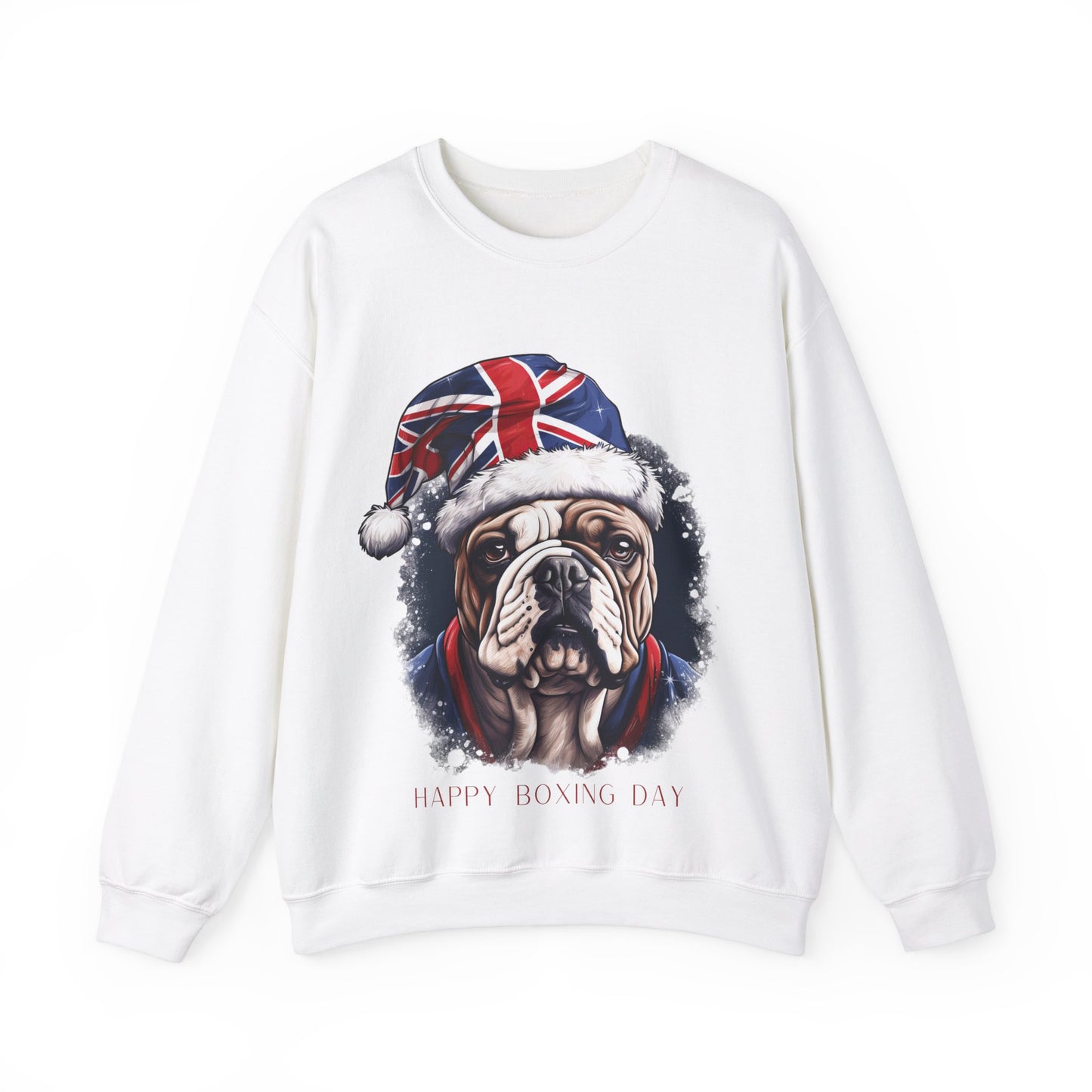 Happy Boxing Day - British English Bulldog - Happy Boxing Day- Christmas Unisex Long Sleeve Jersey Cotton Shirt Mens Womens Sweatshirt Sweat Shirt