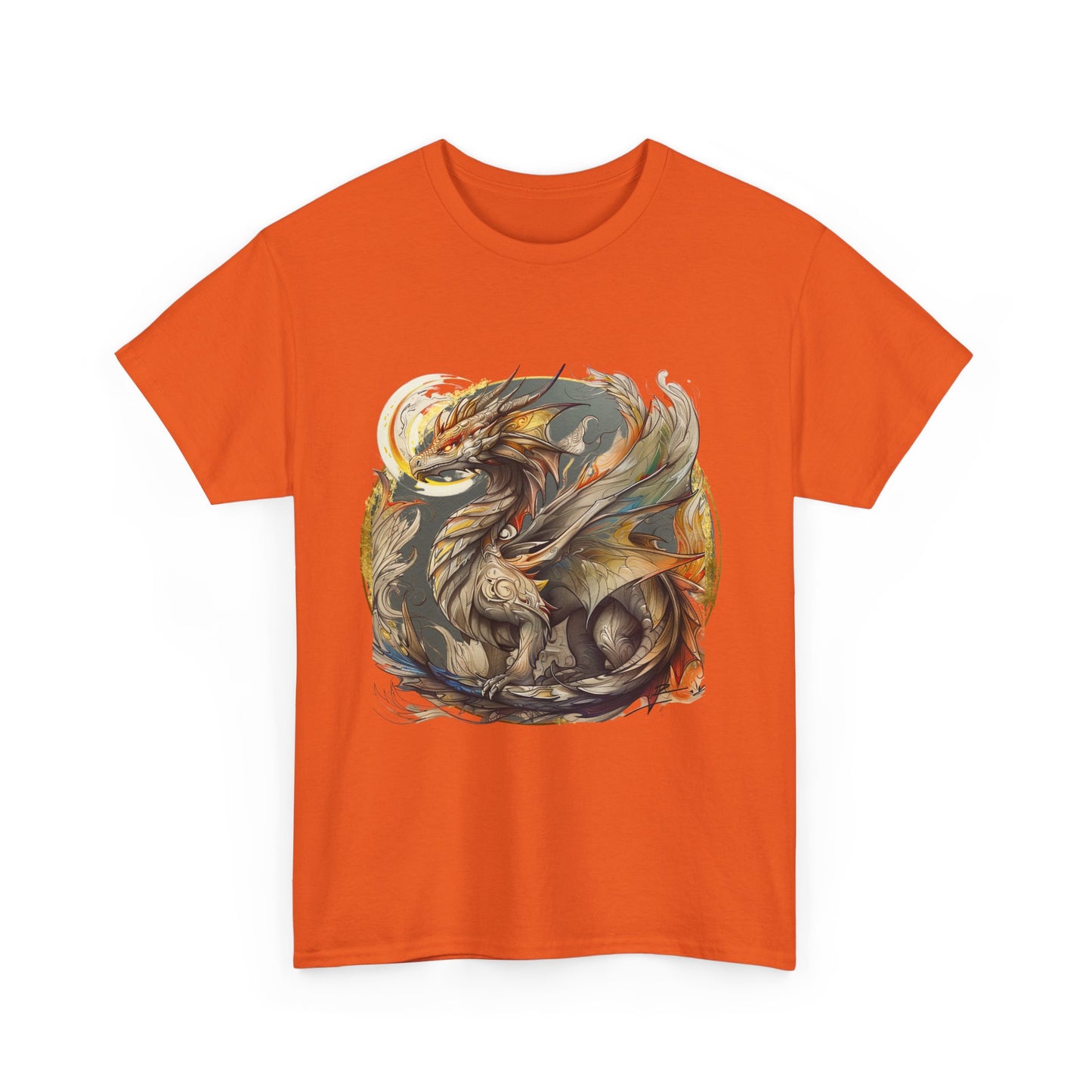 Flying Dragon Graphic Tee - Dragons and Ancestors -  Dragon Lovers Unisex Heavy Cotton Tee T-Shirt