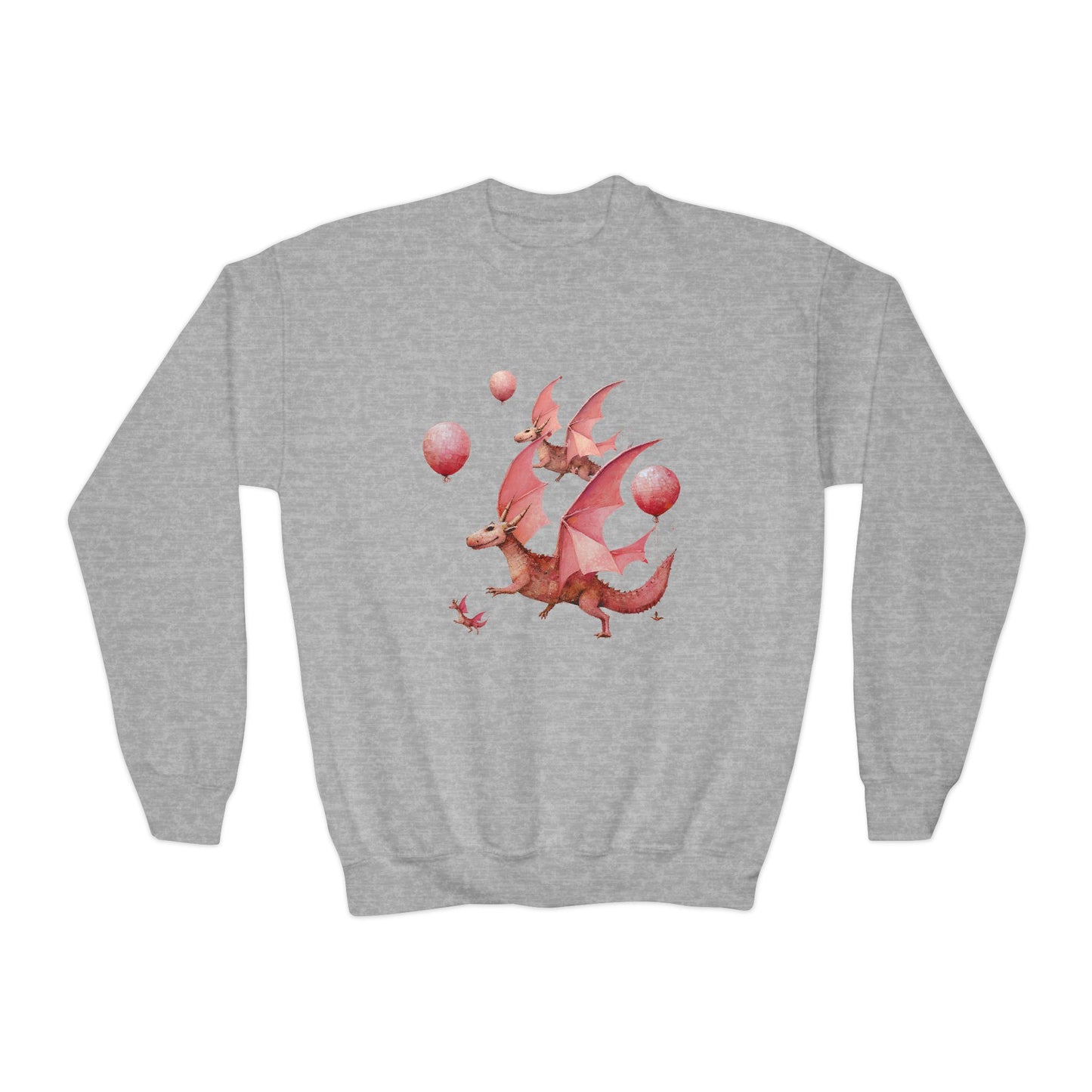 Pink Flying Dragon Sweatshirt, Dragon Lovers, Kids, Girls, Boys Youth Crewneck Sweatshirt Magic Birthday