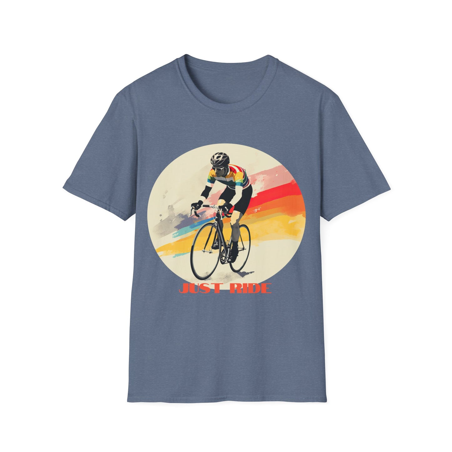 Cycle Bicycle Gift, Just Ride T Shirt, Colorful Cycling Shirt Mens Woman's Unisex Shirt, Softstyle T-Shirt Tee Teeshirt