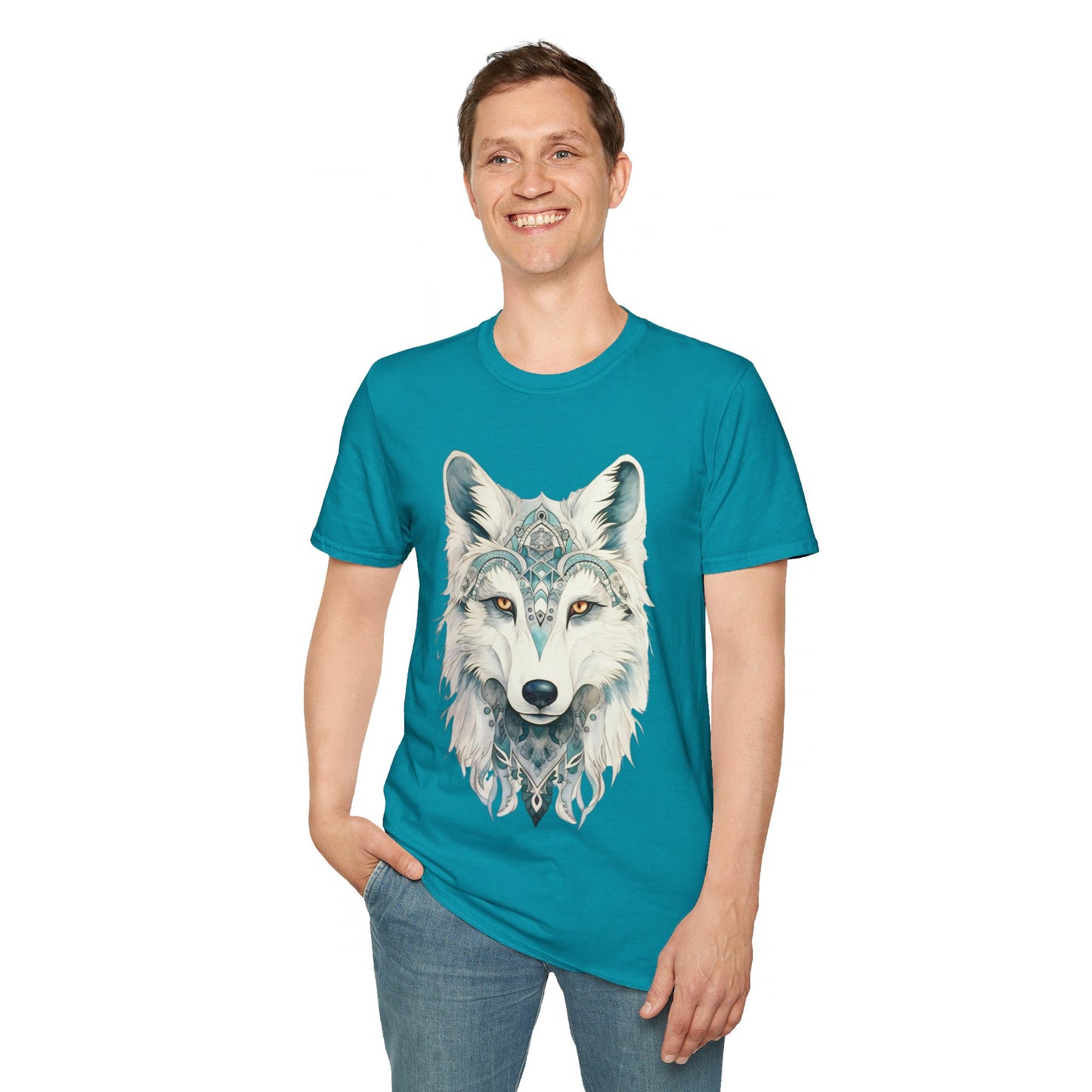 Snow Wolf, White Wolf Shirt, Lone Wolf Gift  Unisex Tee Shirt, T-Shirt Wolf Totem Spirit Medicine Softstyle T-Shirt Tee Teeshirt