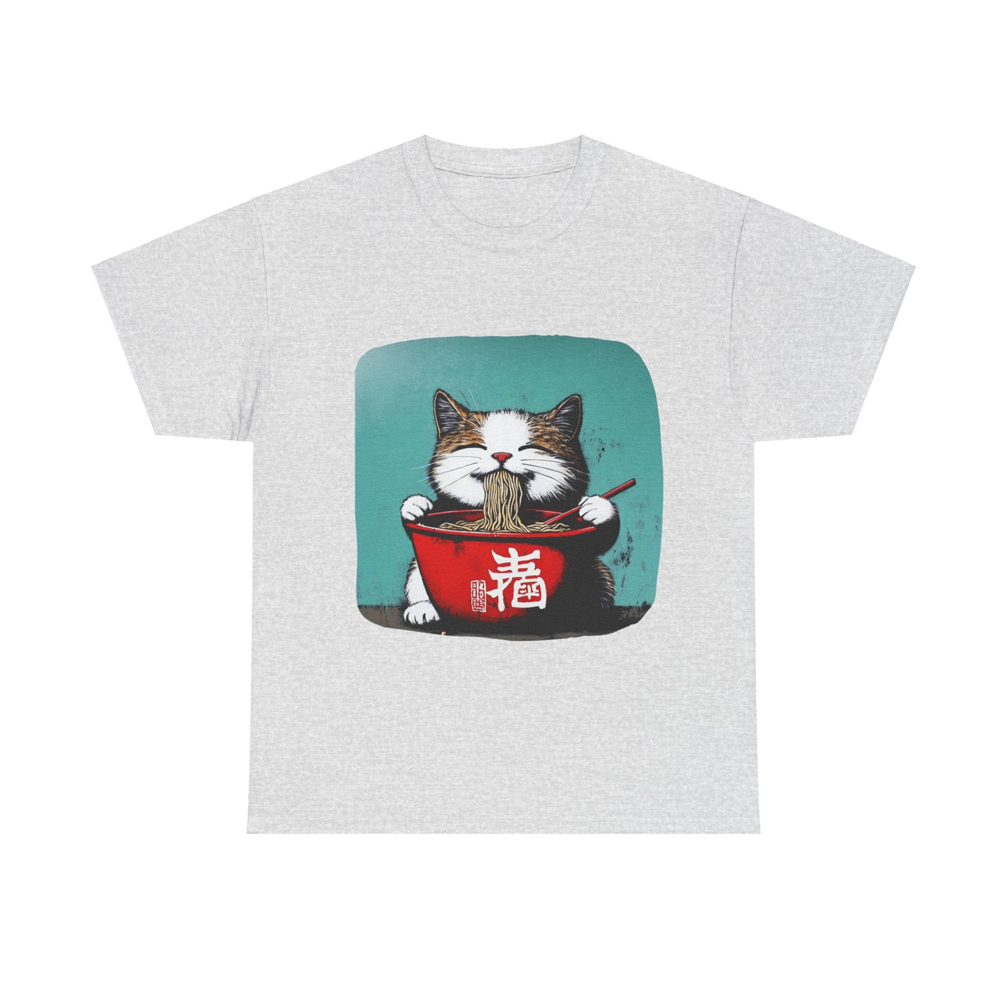 Ramen Cat, Cats and Ramen, Ramen Art Gift   -  Cute Cats Unisex Heavy Cotton Tee T-Shirt