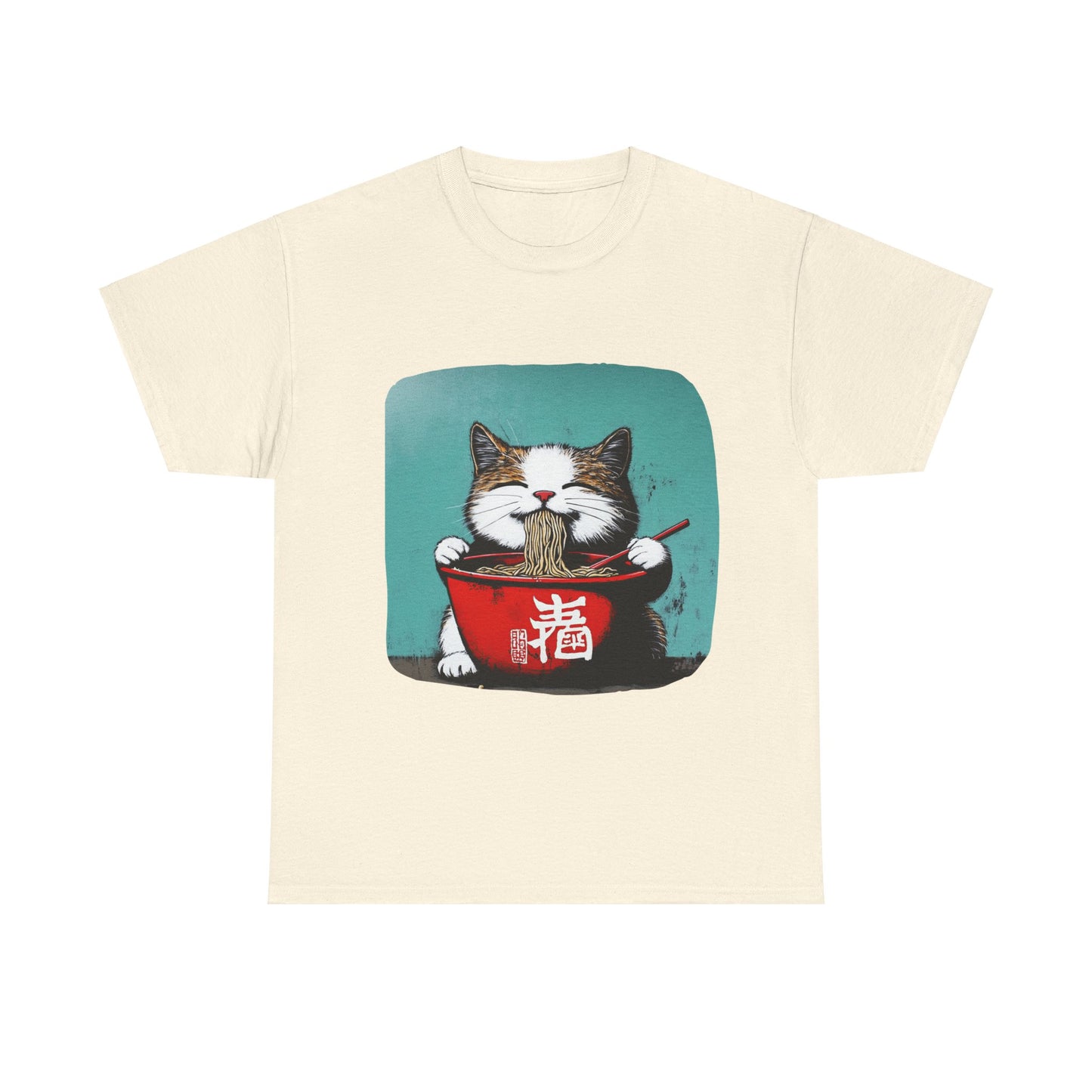 Ramen Cat, Cats and Ramen, Ramen Art Gift   -  Cute Cats Unisex Heavy Cotton Tee T-Shirt