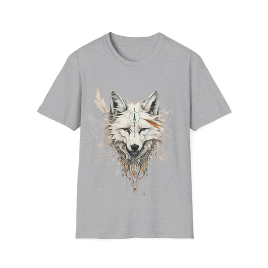 White Snow Fox Shirt, Fox Lover's Gift,  Unisex Tee Shirt, T-Shirt Fox Totem Spirit Medicine Softstyle T-Shirt Tee Teeshirt White Fox