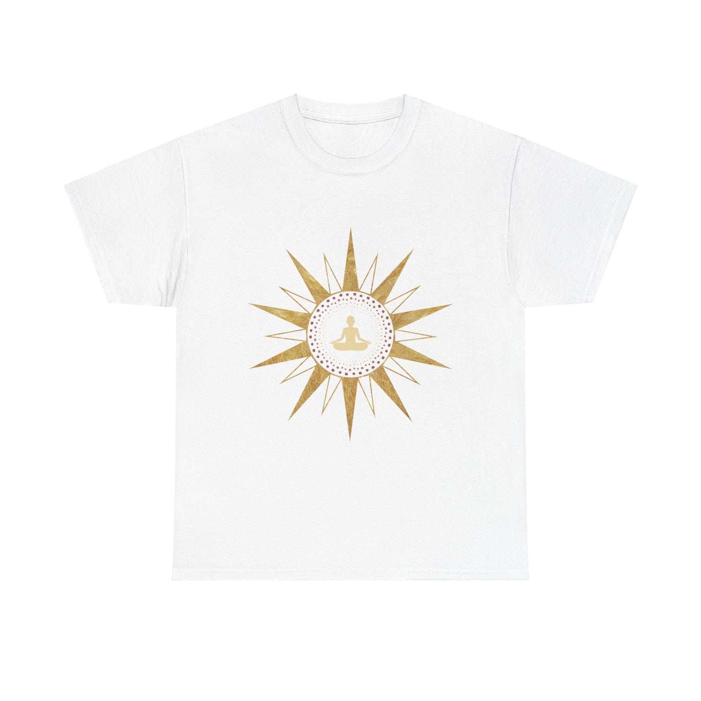 Buda in Sacred Geometry Golden Star Shirt - Graphic Tee - Yoga, Zen, Hindu Gifts Unisex Heavy Cotton Graphic Tee T-Shirt