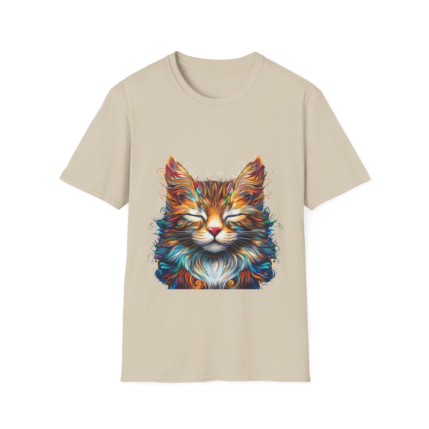 Chill Vibe Meditating Cat Shirt, Cat Lover's Graphic Tee Graphic Unisex T- Shirt, T-Shirt Cat Lovers Gift  Softstyle T-Shirt Tee Teeshirt Stylized Cat