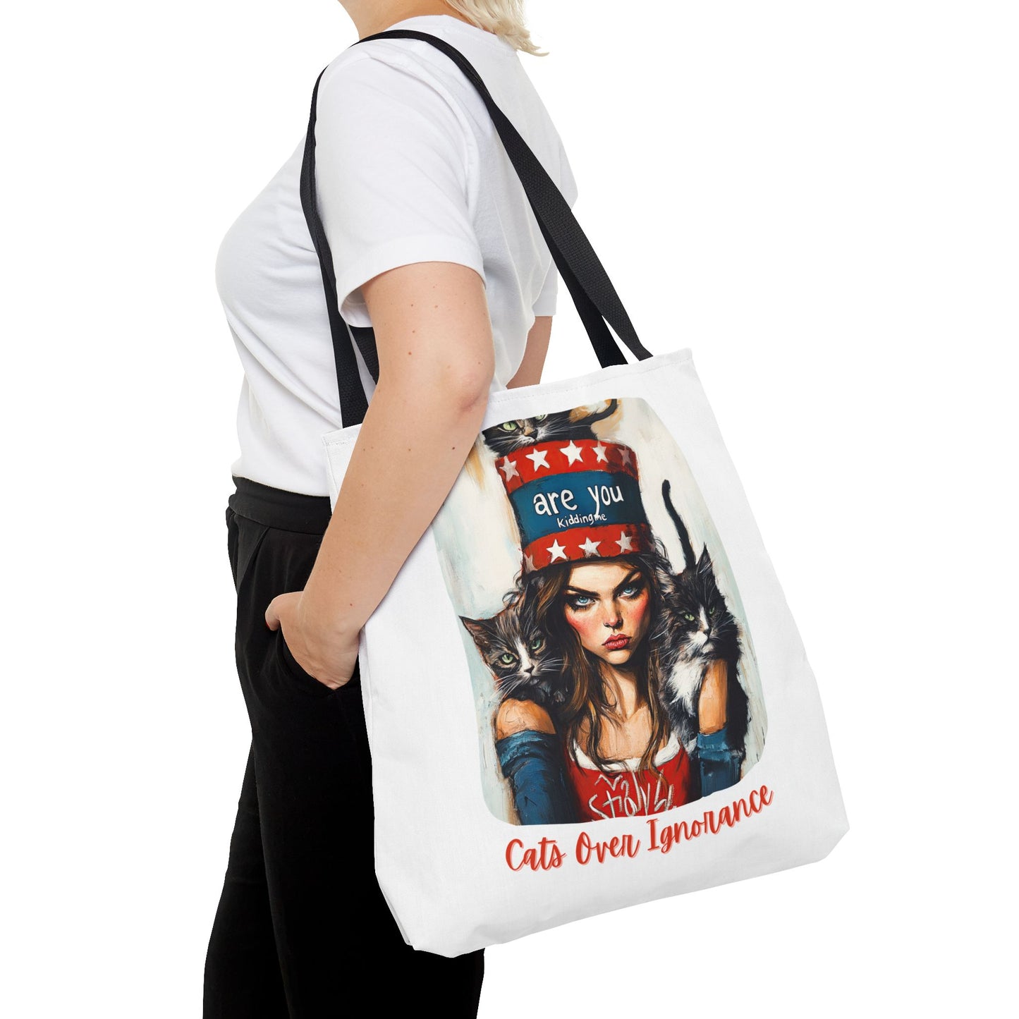 "Cats Over Ignorance"  Childless Cat Lady Tote Bag (AOP)