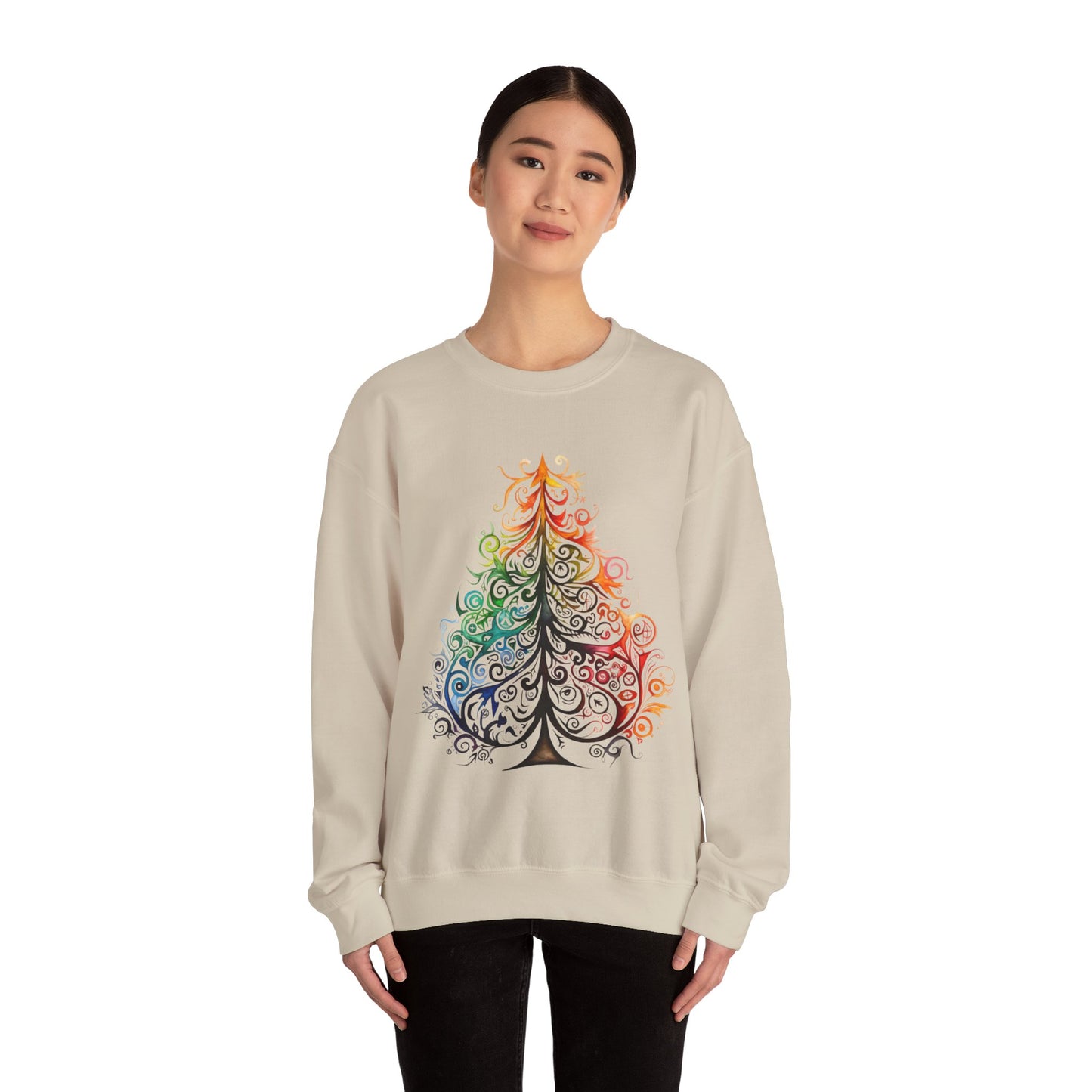 Rainbow, Exotic, Colorful Tribal Style Christmas Tree, Pride Colors Shirt Unisex Sweatshirt Sweat Shirt Gay Pride Gift