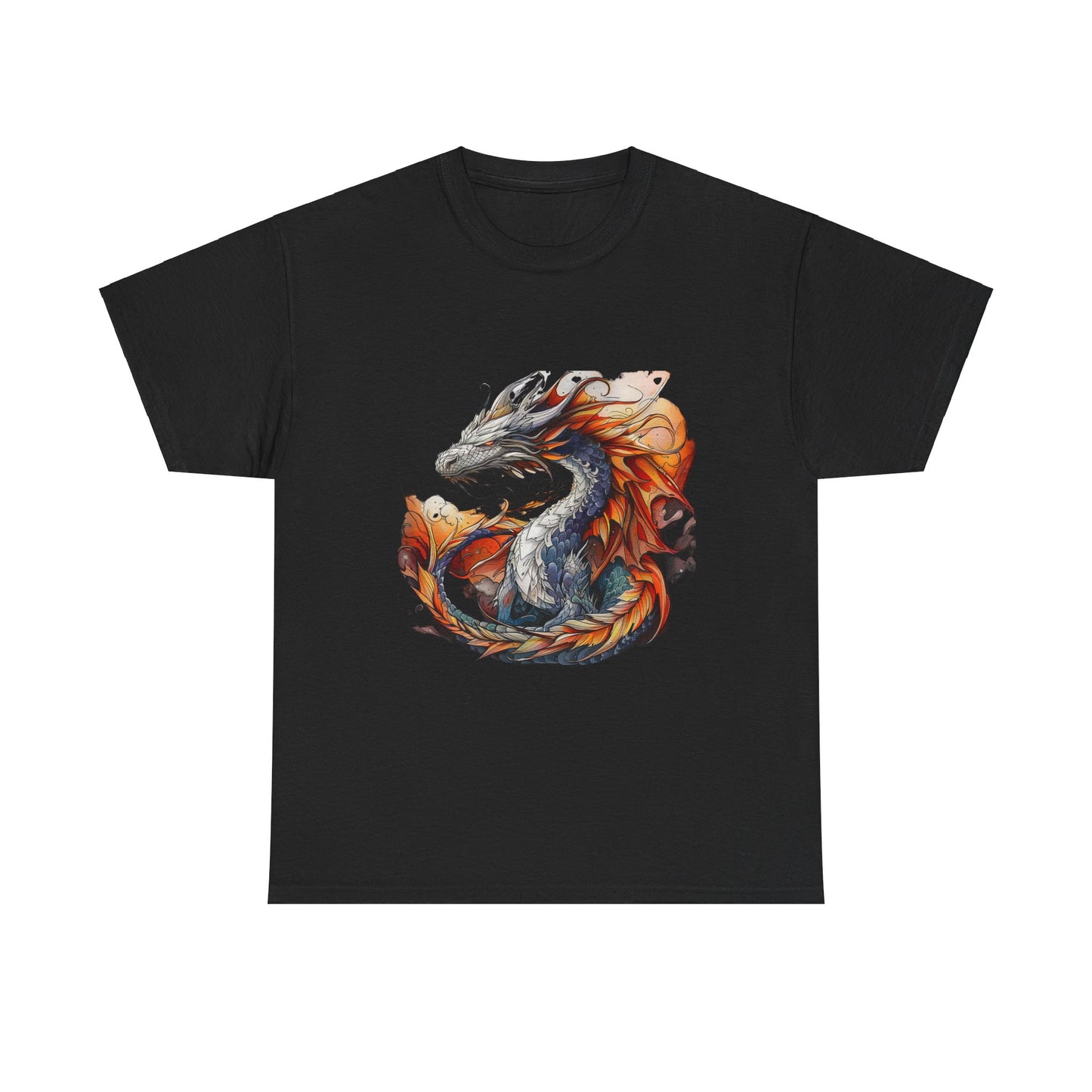 Orange Ancient Dragons Graphic Tee - Dragons and Reptiles -  Dragon Lovers Unisex Heavy Cotton Tee T-Shirt