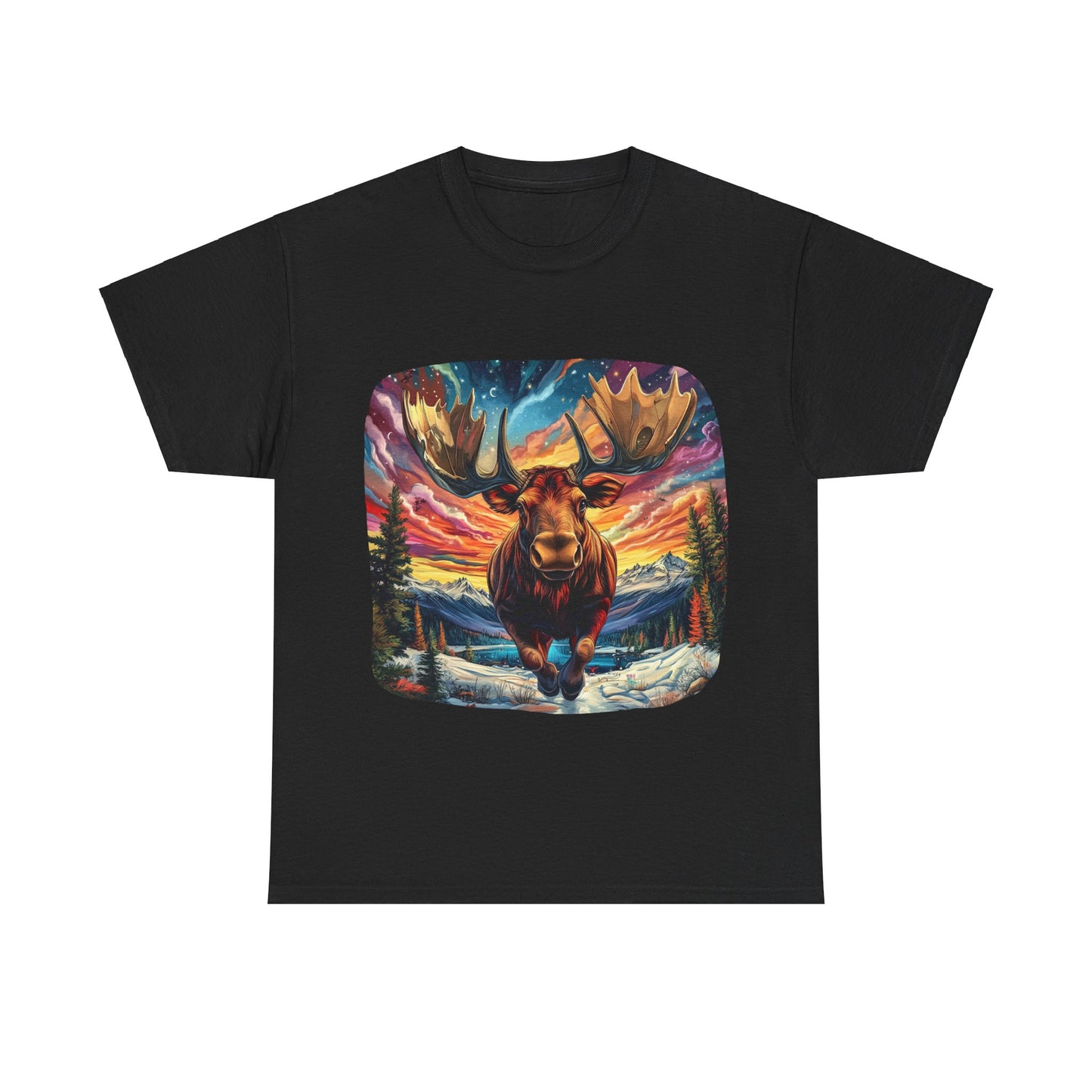 Romping Moose  - Vermont, Yukon, BC Moose - Moose Lover Unisex Heavy Cotton Tee T-Shirt