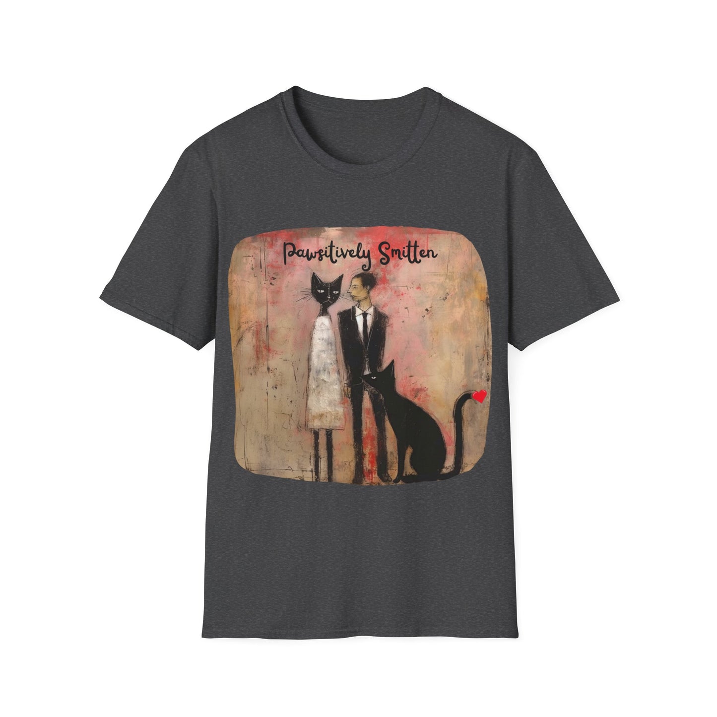 "Pawsitively Smitten" - Love & Valentine's Day Gift for Cat Lovers Mens Woman's Unisex Shirt, Softstyle T-Shirt Tee Teeshirt