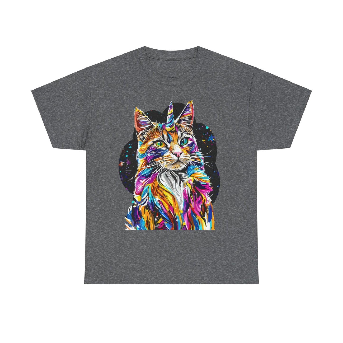 Very Serious Unicorn Cat Graphic Tee -  Cat Unicorn Mythical Creature Gift Unisex Heavy Cotton Tee T-Shirt