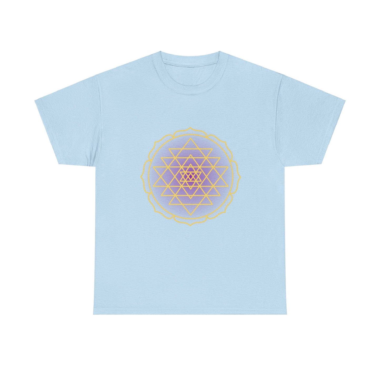 Sri Yantra, Purple Glow, Shree Yantra, Shri Chakra  Nava Chakra Shirt - Graphic Tee - Yoga, Zen, Hindu Gifts Unisex Heavy Cotton Graphic Tee T-Shirt