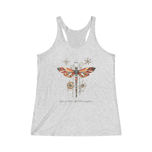 "You are Light" Dragonfly Tank Top - Dragon Fly Shirt Gift Women's Yoga  Athletic Racerback Tank Top Shirt for the Dragonfly Lover or positive affirmation