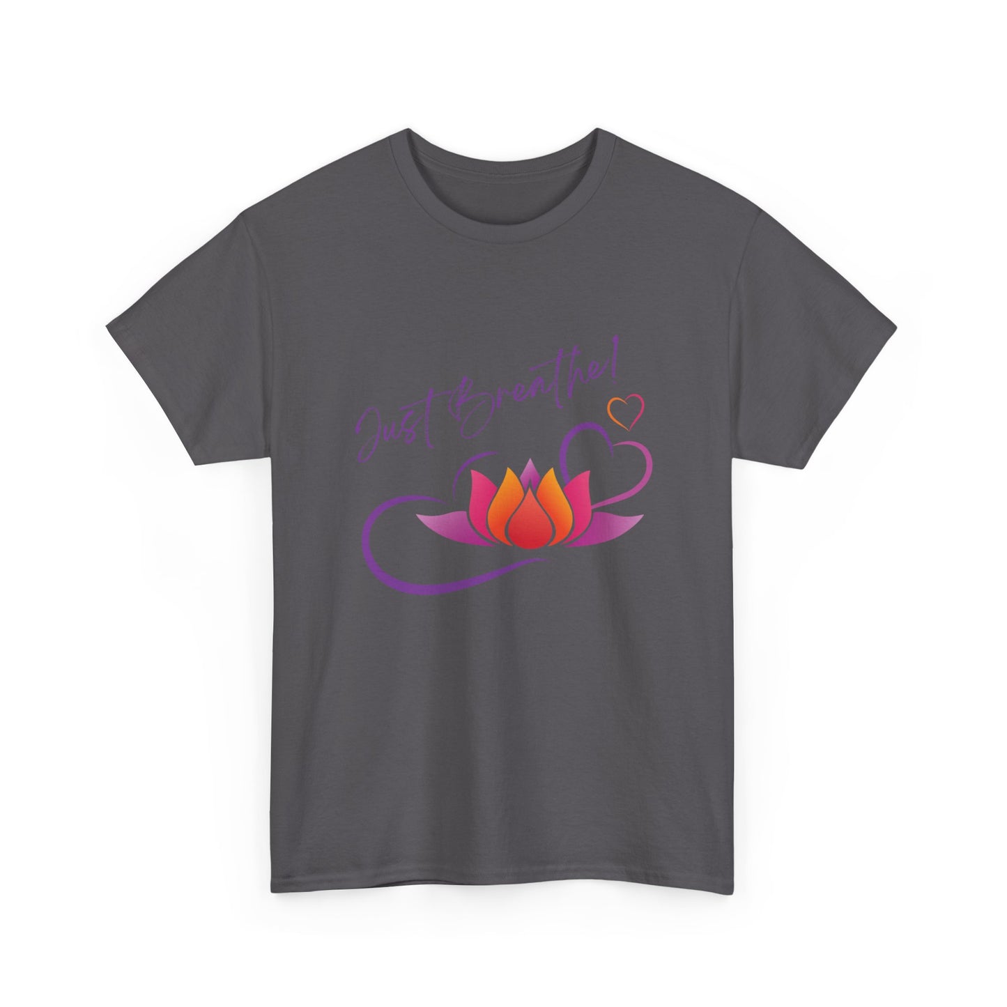 Just Breathe! Lotus Flower Hearts Tee shirt, Graphic Tees, Yoga Wear, Zen, Spiritual, Meditation Gifts Unisex Heavy Cotton  Graphic Tee T-Shirt