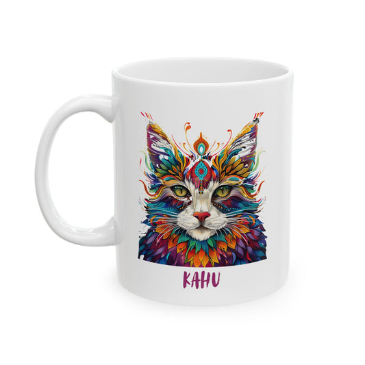 Kahu Cat Mug- More than a Pet Owner - a Kahu- Printed Art, Christmas Gift Ceramic Mug 11oz Colorful, Bright and Cheery