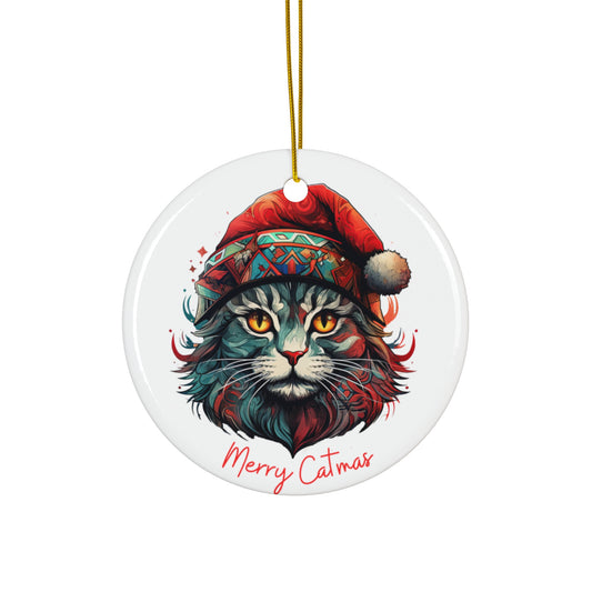 Merry Catmas Santa Cat, Cat in Santa Hat, Cat Lovers, Cat Mom, Cat Dad,  Christmas Gift,Ornament, Ceramic Naughty Cat Lovers Gift