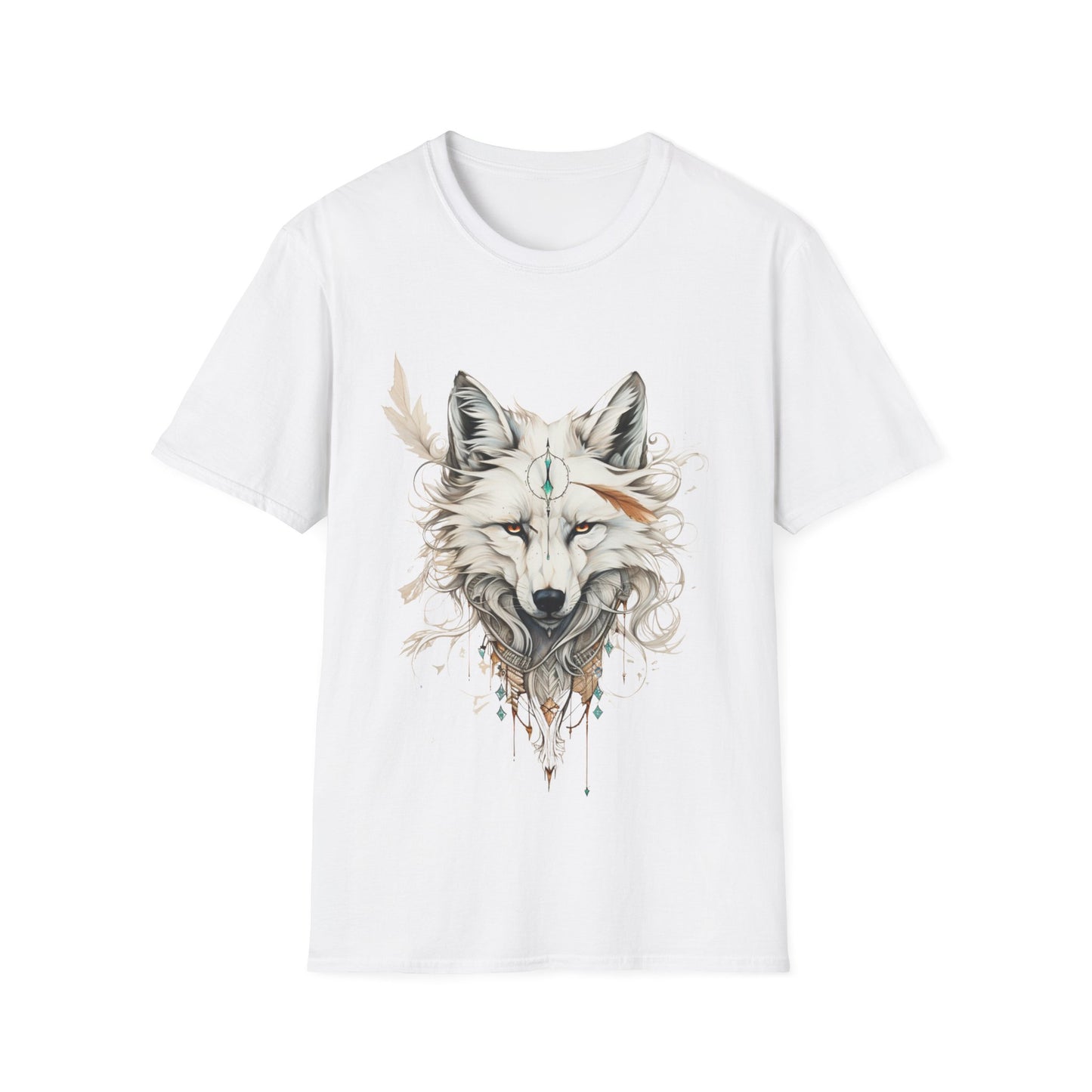 White Snow Fox Shirt, Fox Lover's Gift,  Unisex Tee Shirt, T-Shirt Fox Totem Spirit Medicine Softstyle T-Shirt Tee Teeshirt White Fox