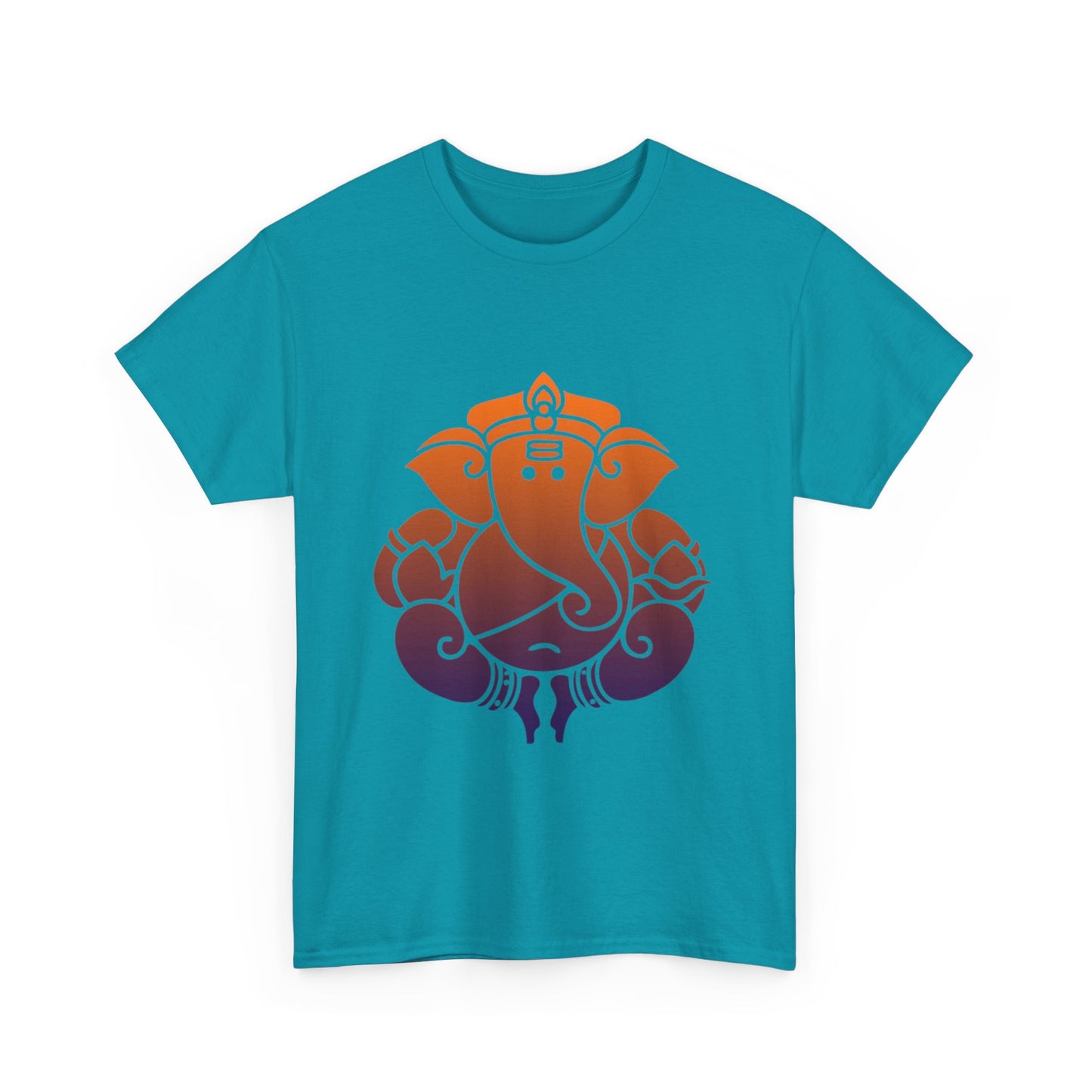 Ganesha Shirt, Remover of Obstacles. Orange-Purple Ganesha Shirt - Graphic Tee - Yoga, Zen, Hindu Gifts Unisex Heavy Cotton Tee T-Shirt