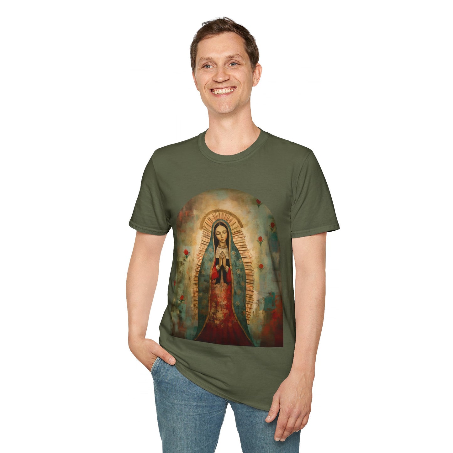 Our Lady Guadalupe Version 2 Mens Woman's Unisex Shirt Softstyle T-Shirt Teeshirt