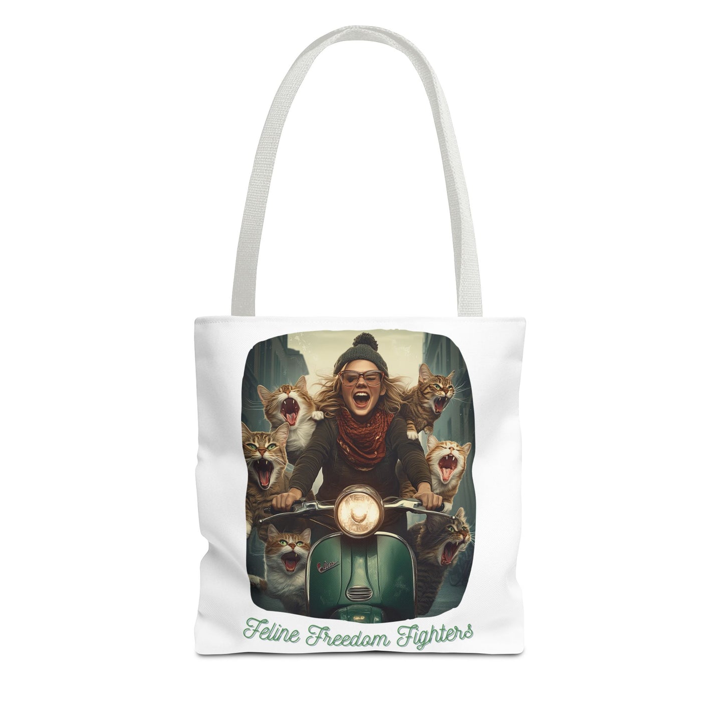 "Feline Freedom Fighters" Childless Cat Lady Tote Bag - Childless Cat Lady Tote Bag (AOP)