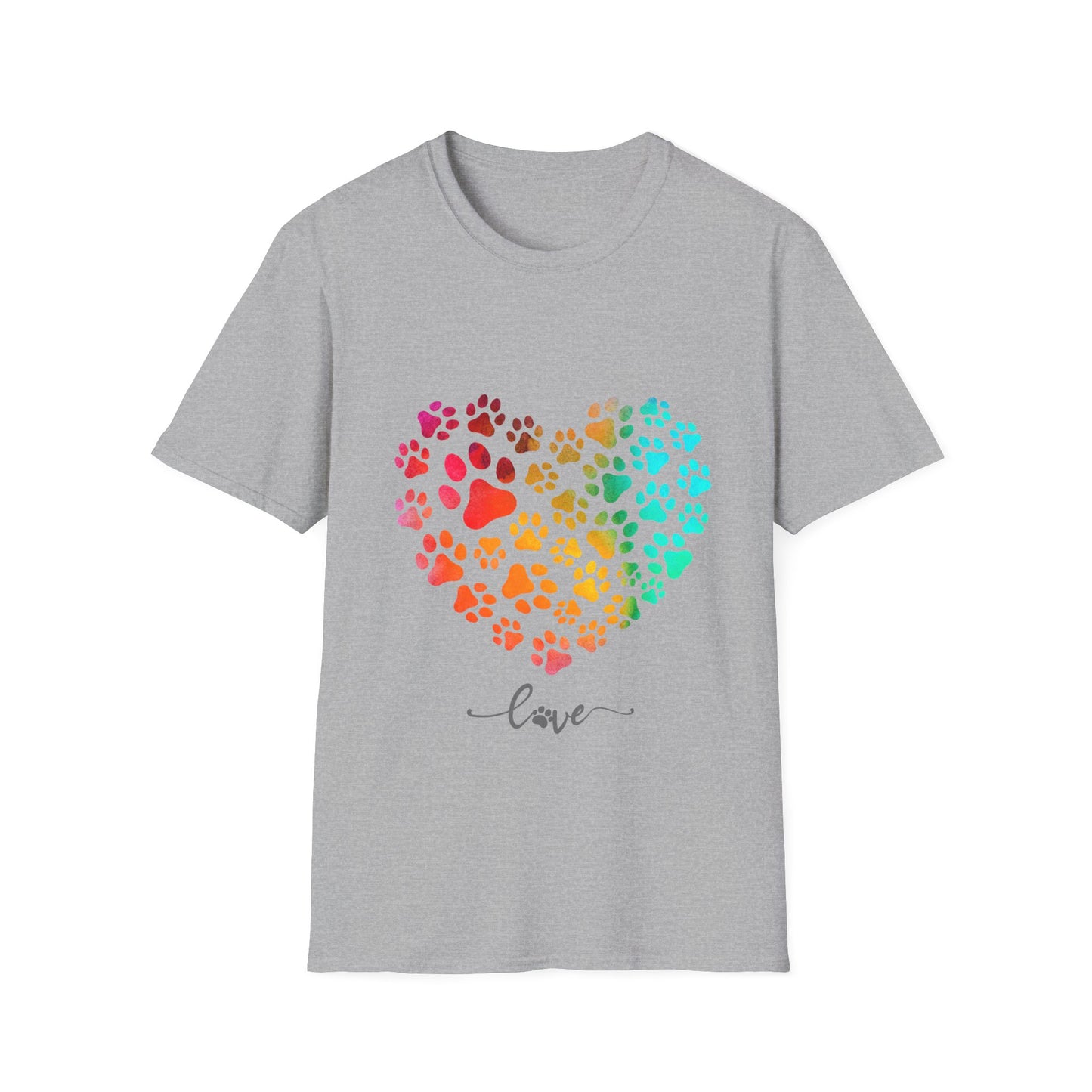 Love - Paw Prints Pet Love Graphic T-shirt, Valentine's Day Gift for Cat & Dog Lovers Mens Woman's Unisex Shirt, Softstyle T-Shirt Tee Teeshirt