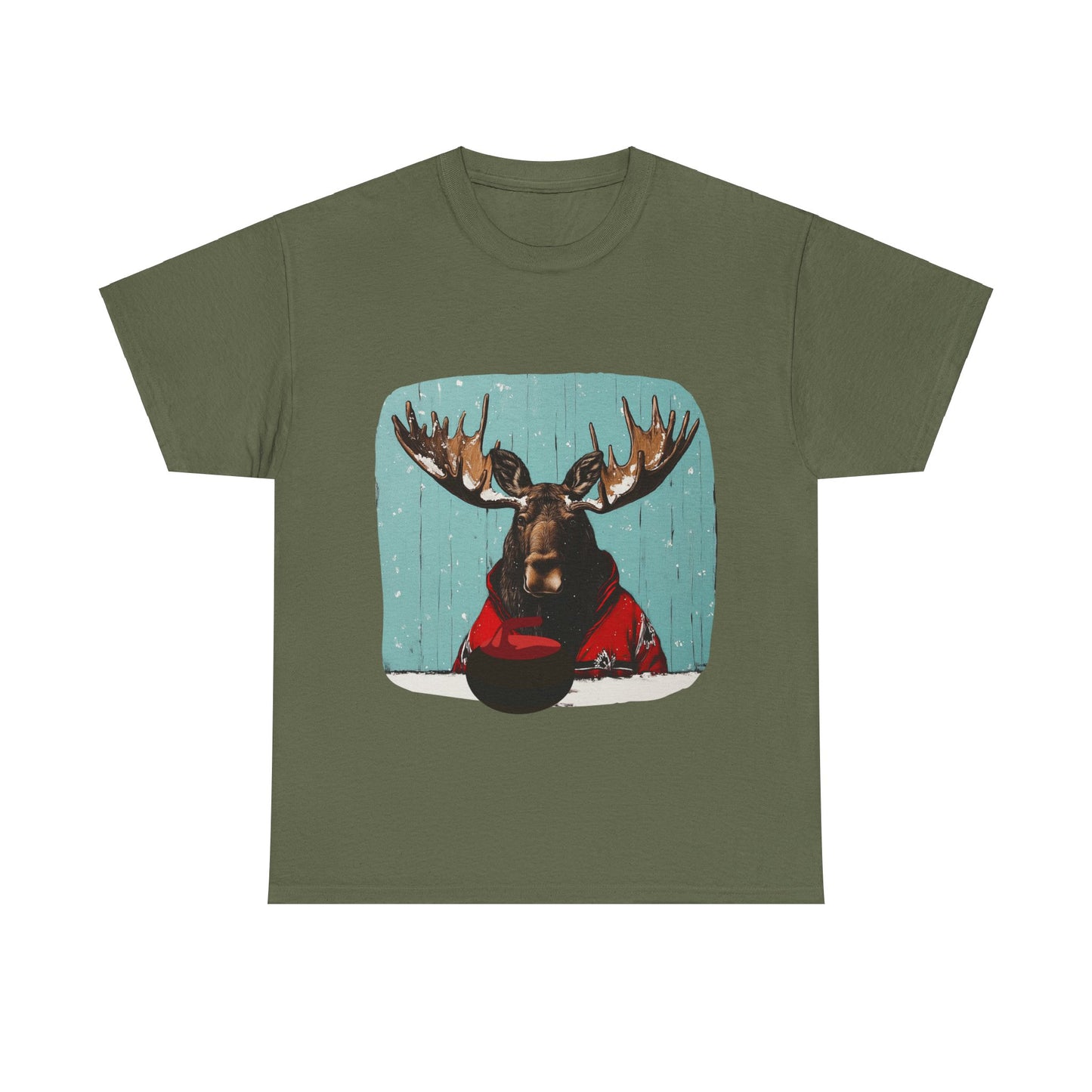 Moose Curling Champion V2- Moose Lover Unisex Heavy Cotton Tee T-Shirt